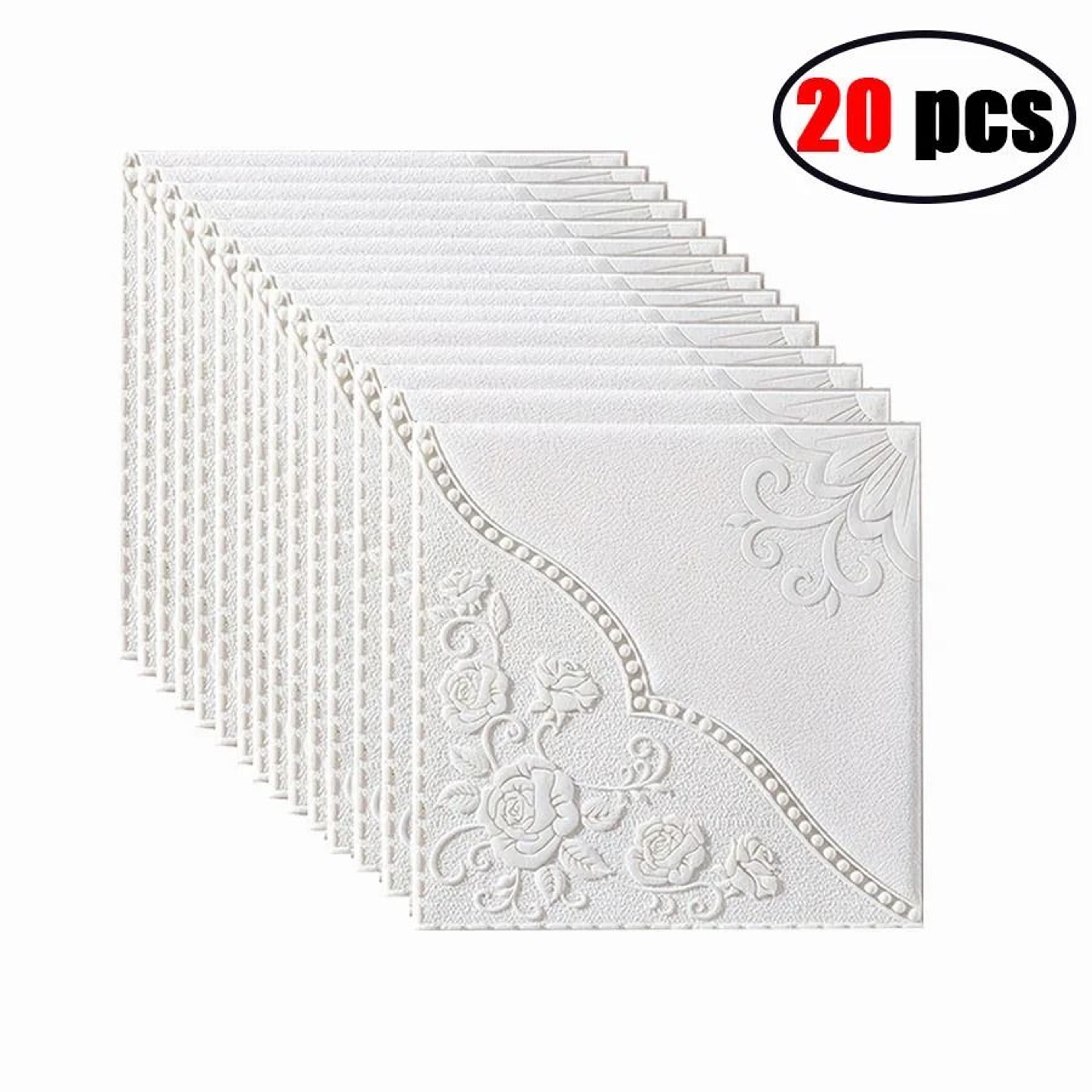 Carving Plum Blossom Pattern Surface Tiles Waterproof Heatproof Self Adhesive 3D Wall Stickers 9