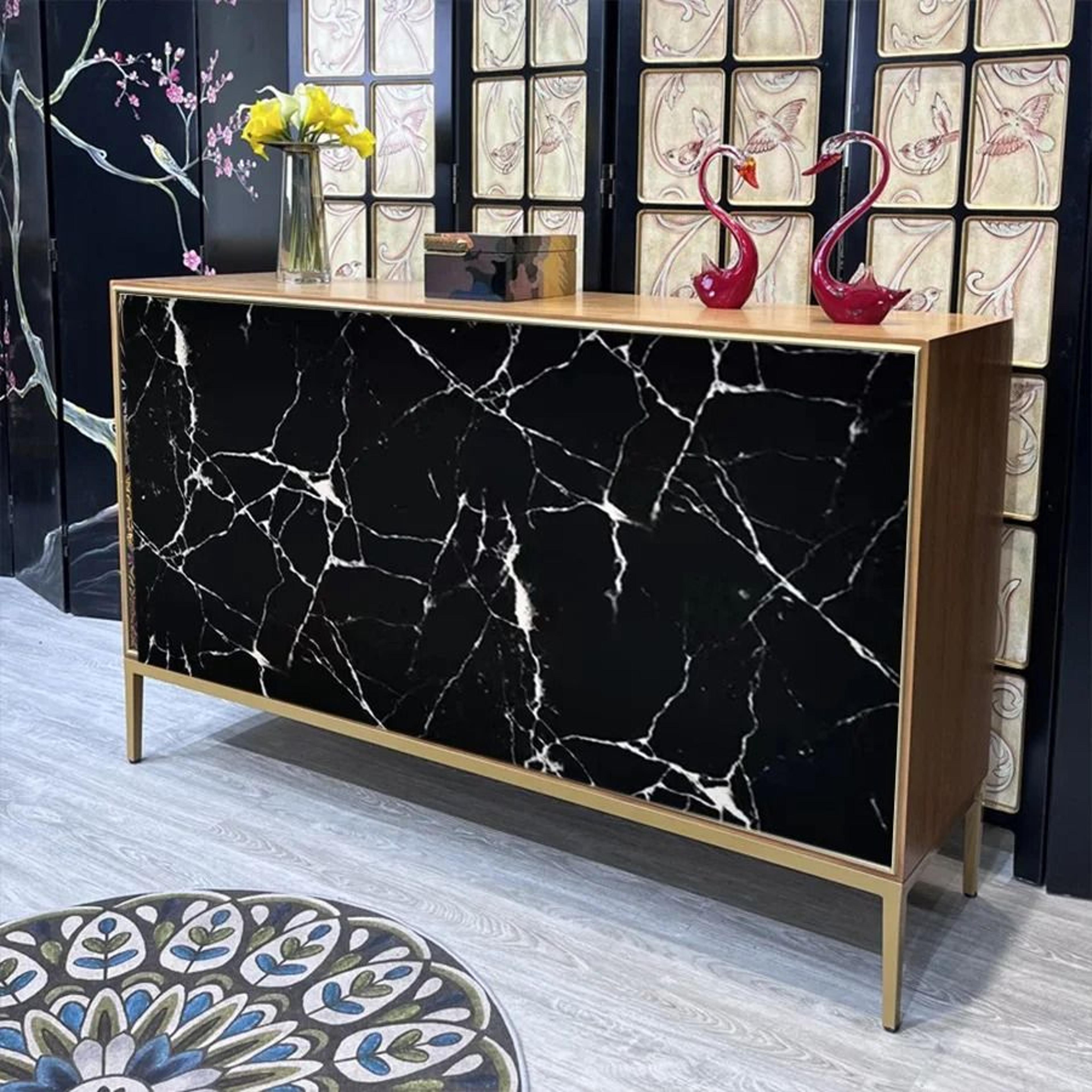 Black Granite Marble Pattern Surface Film Oil Proof Waterproof Self Adhesive Vinyl Contact Paper 4