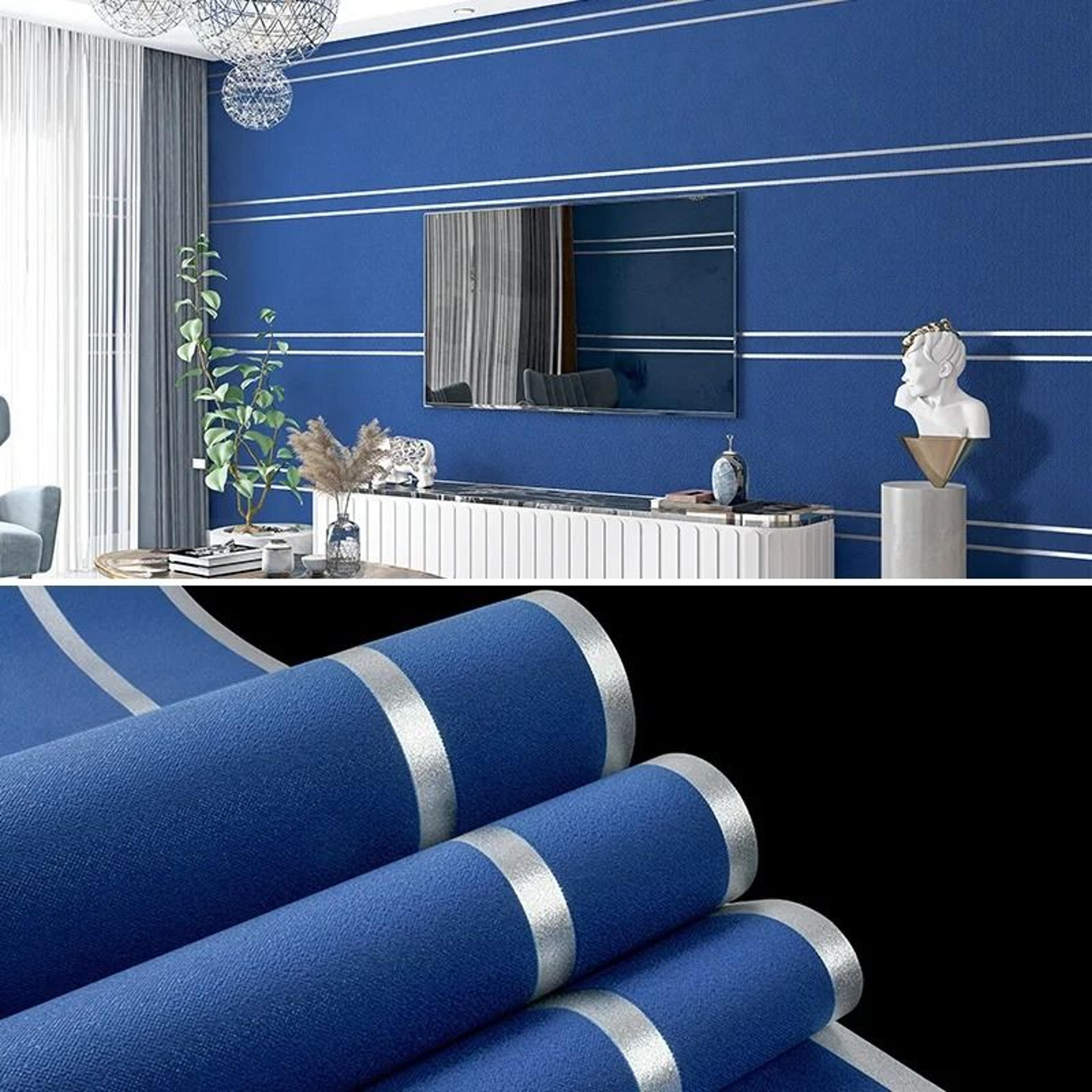 Deerskin Velvet Modern Striped Pattern Surface Roll Non Woven Fabric Wallpaper 13