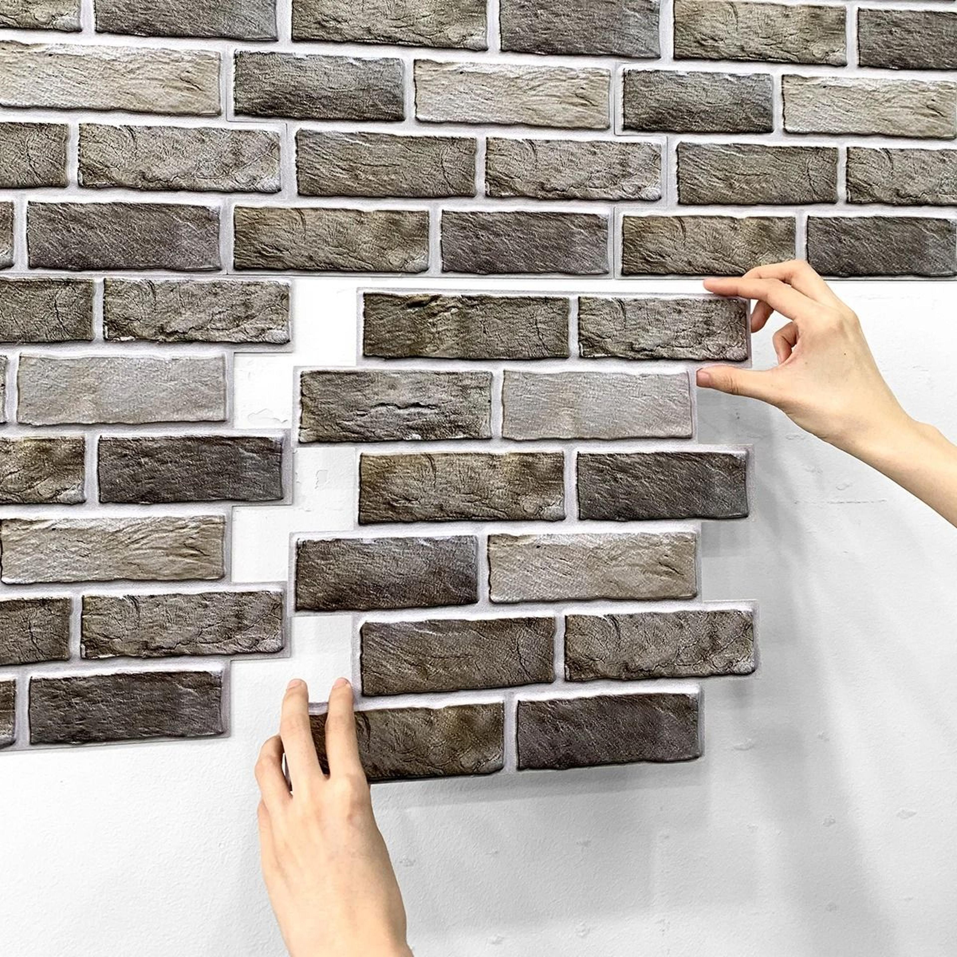 3D Faux Brick Surface Panels Waterproof Peel Stick Tile Backsplash 10 Sheet Pack 0