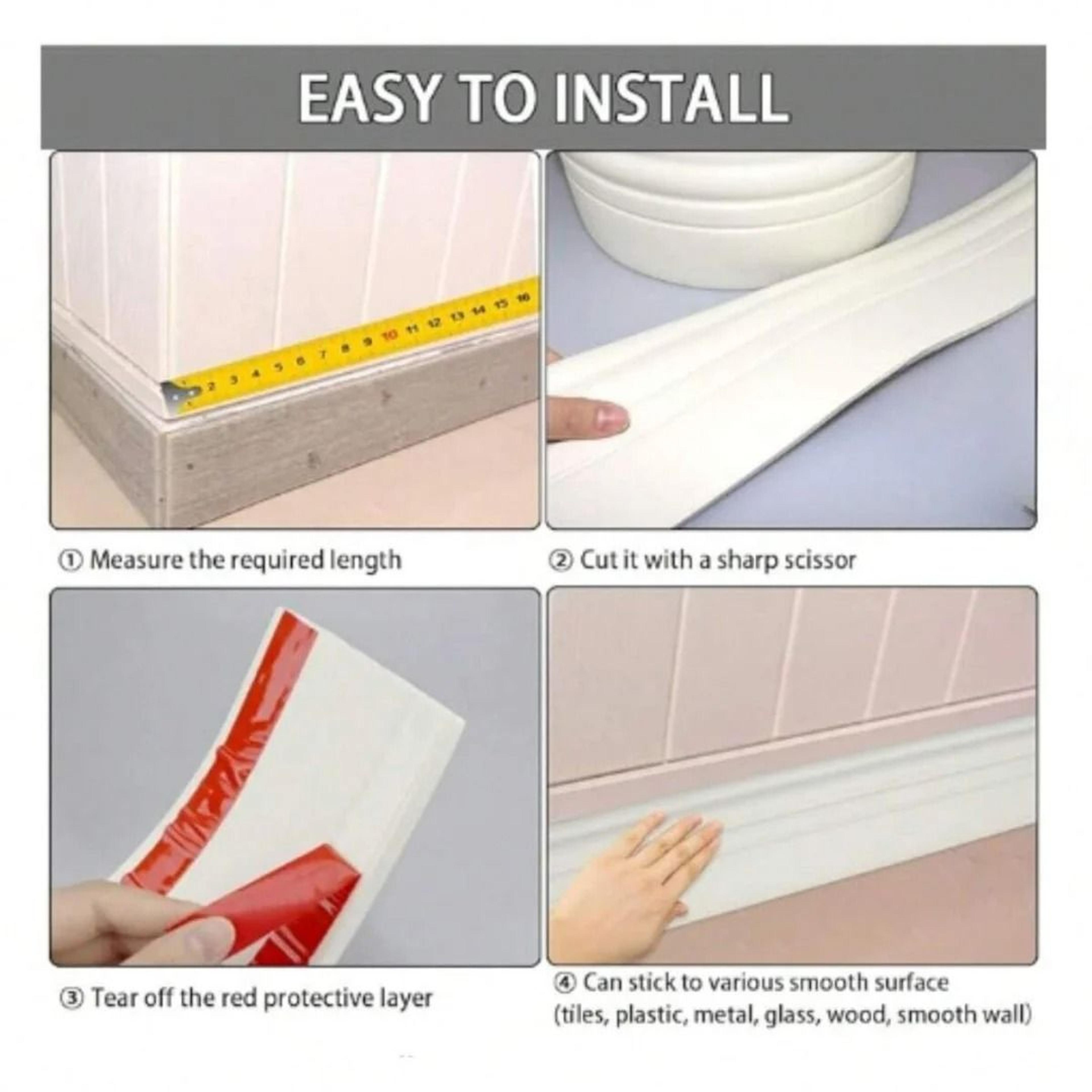 Flexible Foam Baseboard Wall Border Self Adhesive Waistline Floor Corner Strip 3