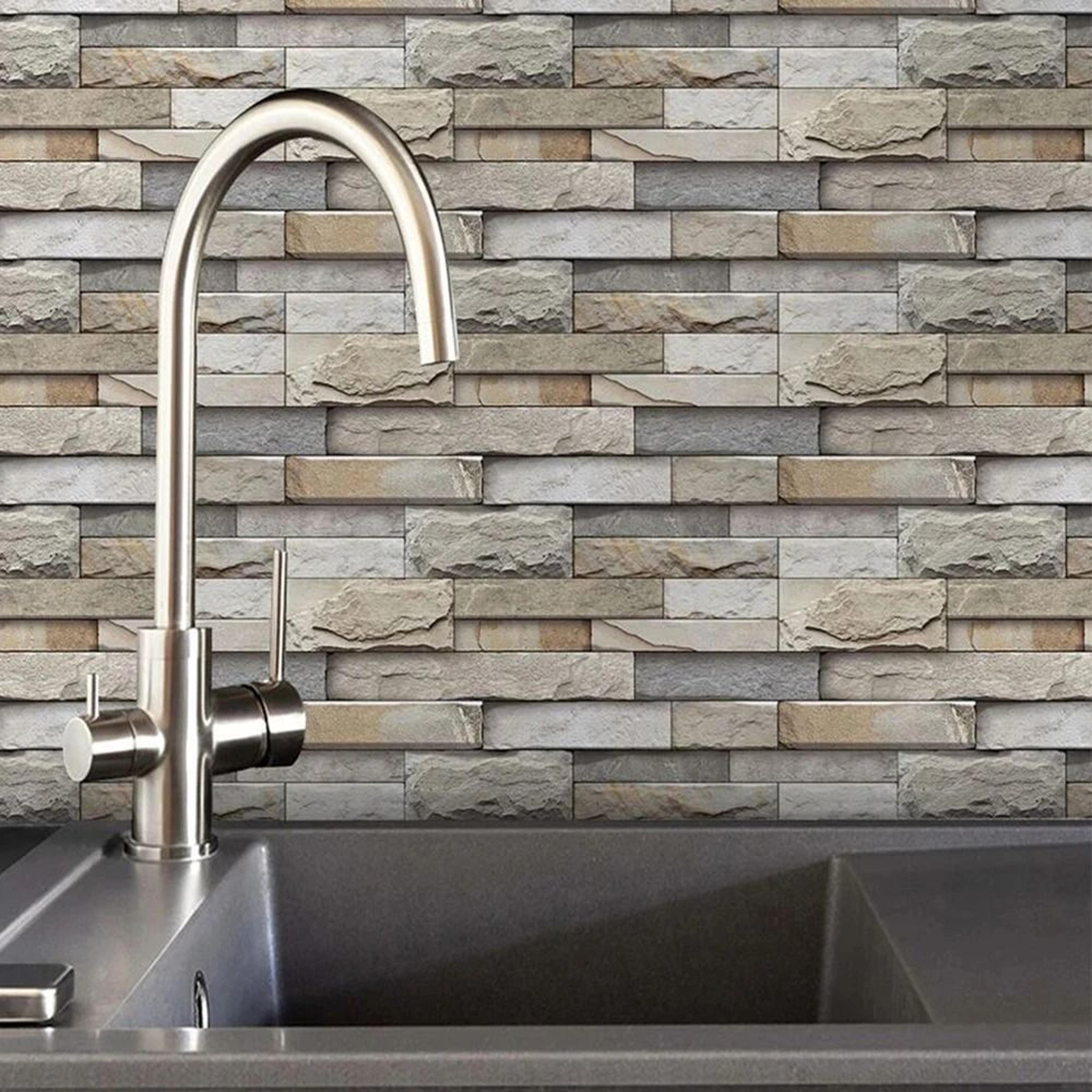 3D Brick Pattern Wall Stickers Waterproof Peel Stick Tile Backsplash 2