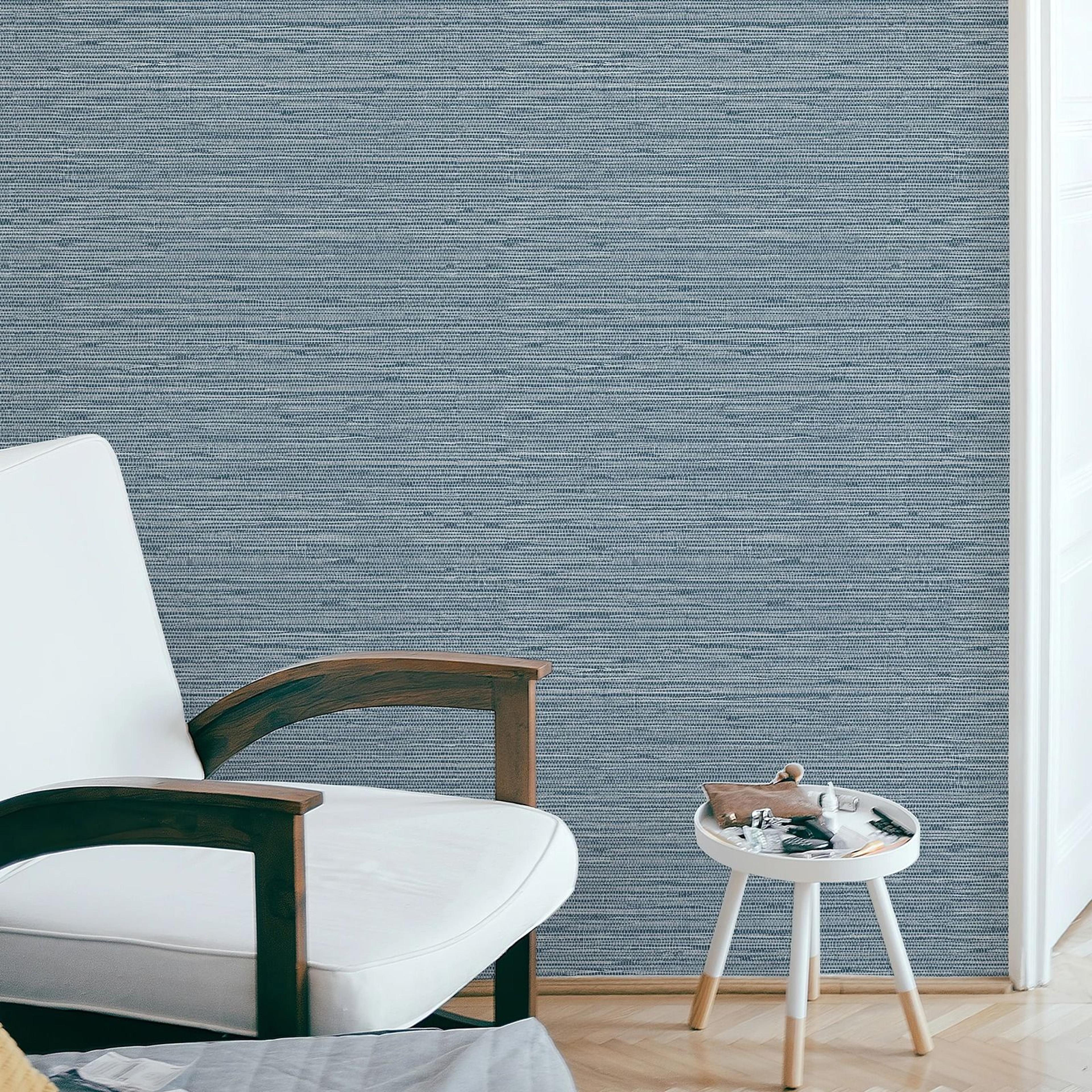 Blue Texture Straw Pattern PVC Peel Stick Wallpaper Cabinet Contact Paper 1