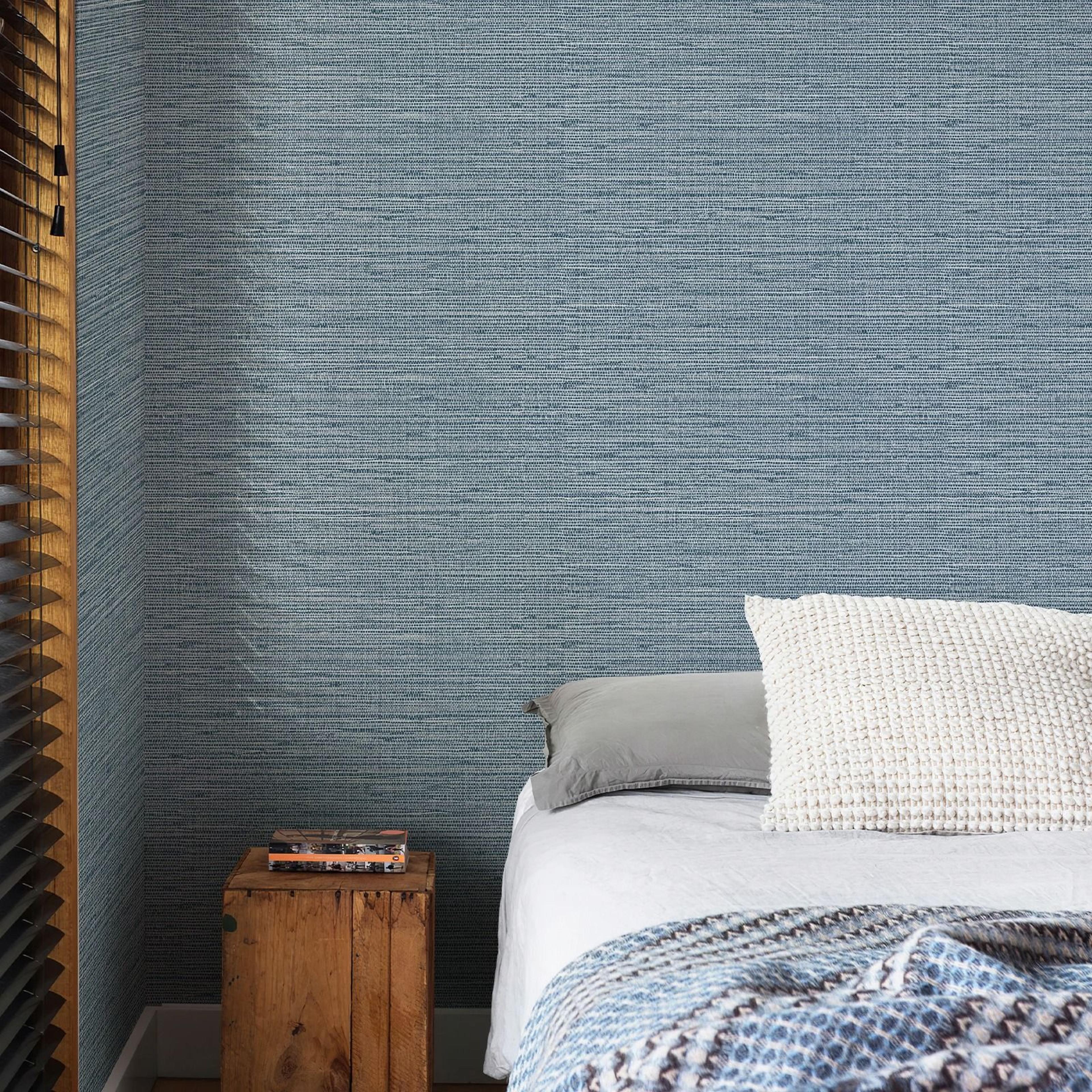 Blue Texture Straw Pattern PVC Peel Stick Wallpaper Cabinet Contact Paper 5