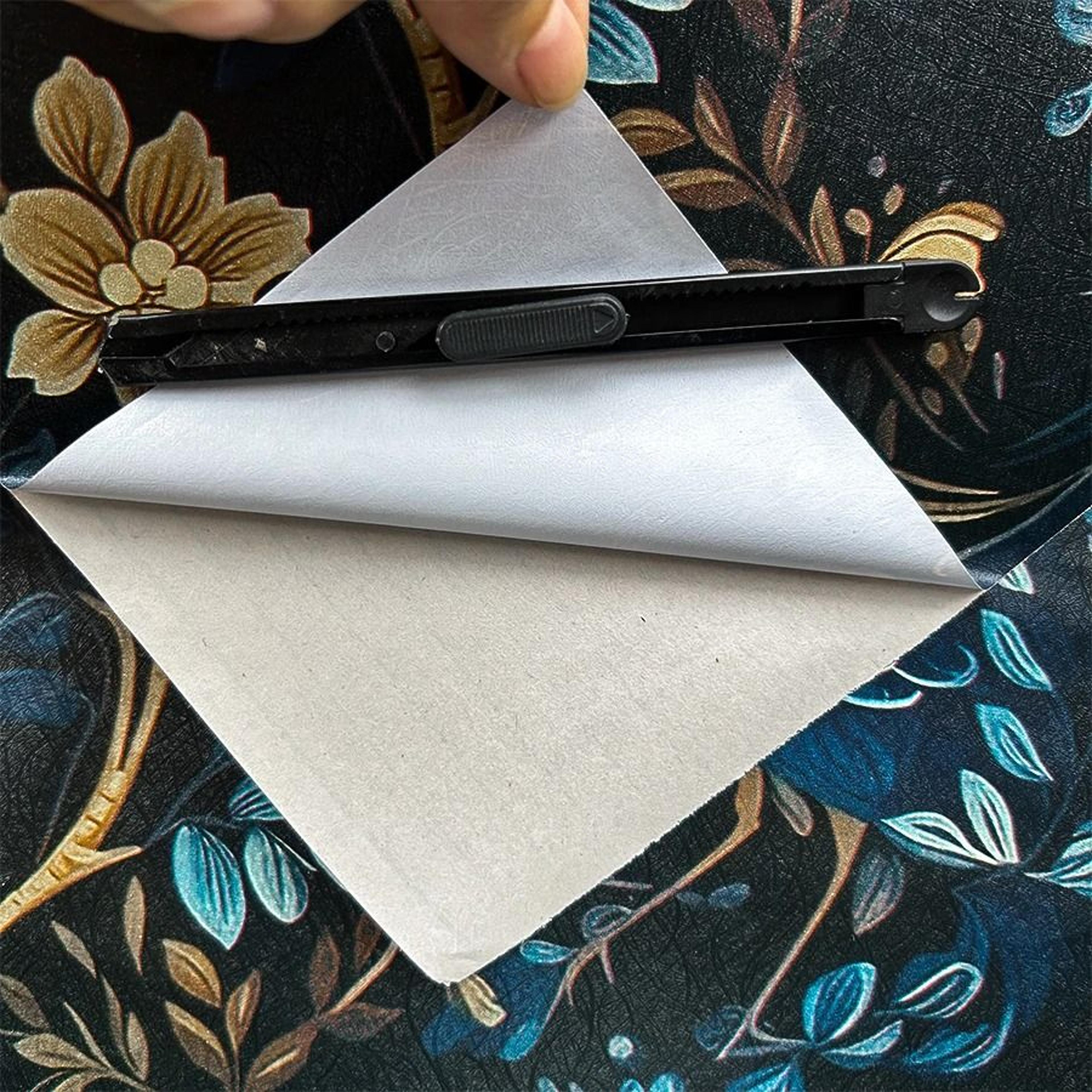 Blue Peacock Flower Pattern Surface Roll Waterproof Self Adhesive Vinyl Wallpaper Cabinet Film 5