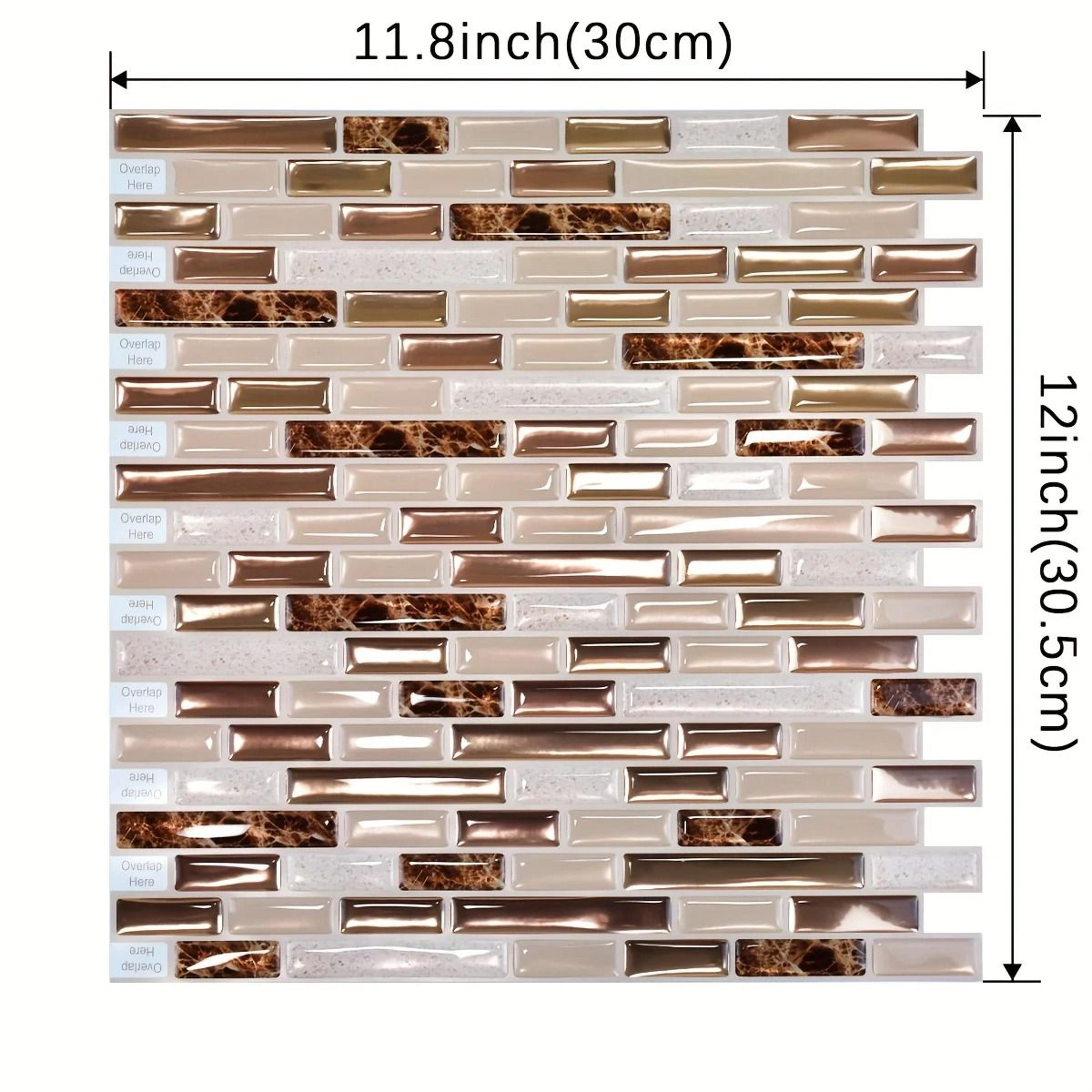 Gold Mosaic Pattern Self Adhesive Waterproof Kitchen Backsplash Wall Tile Pack 1