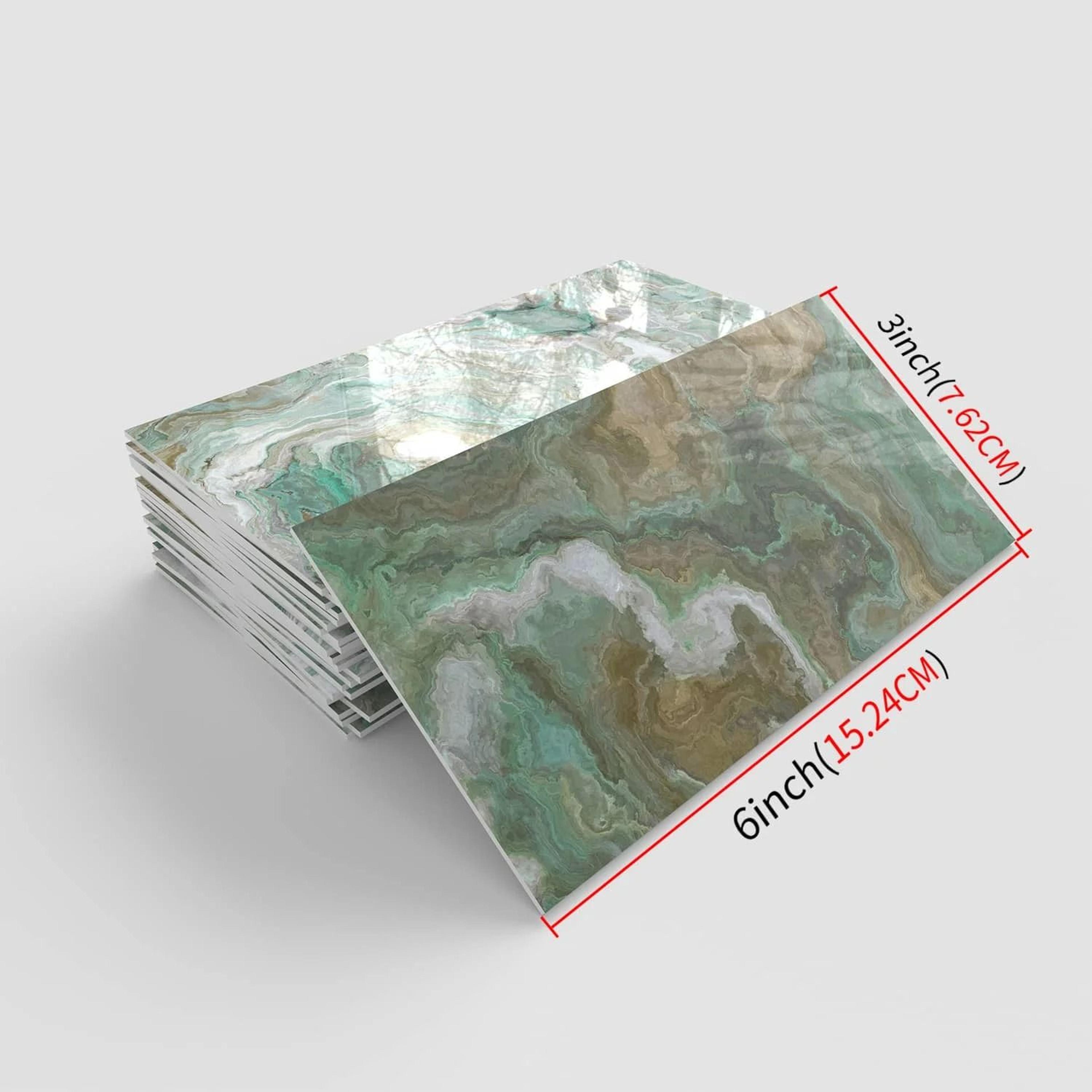 Thickened Crystal PET Marble Ceramic Tile Stickers Waterproof Self Adhesive Pack 12