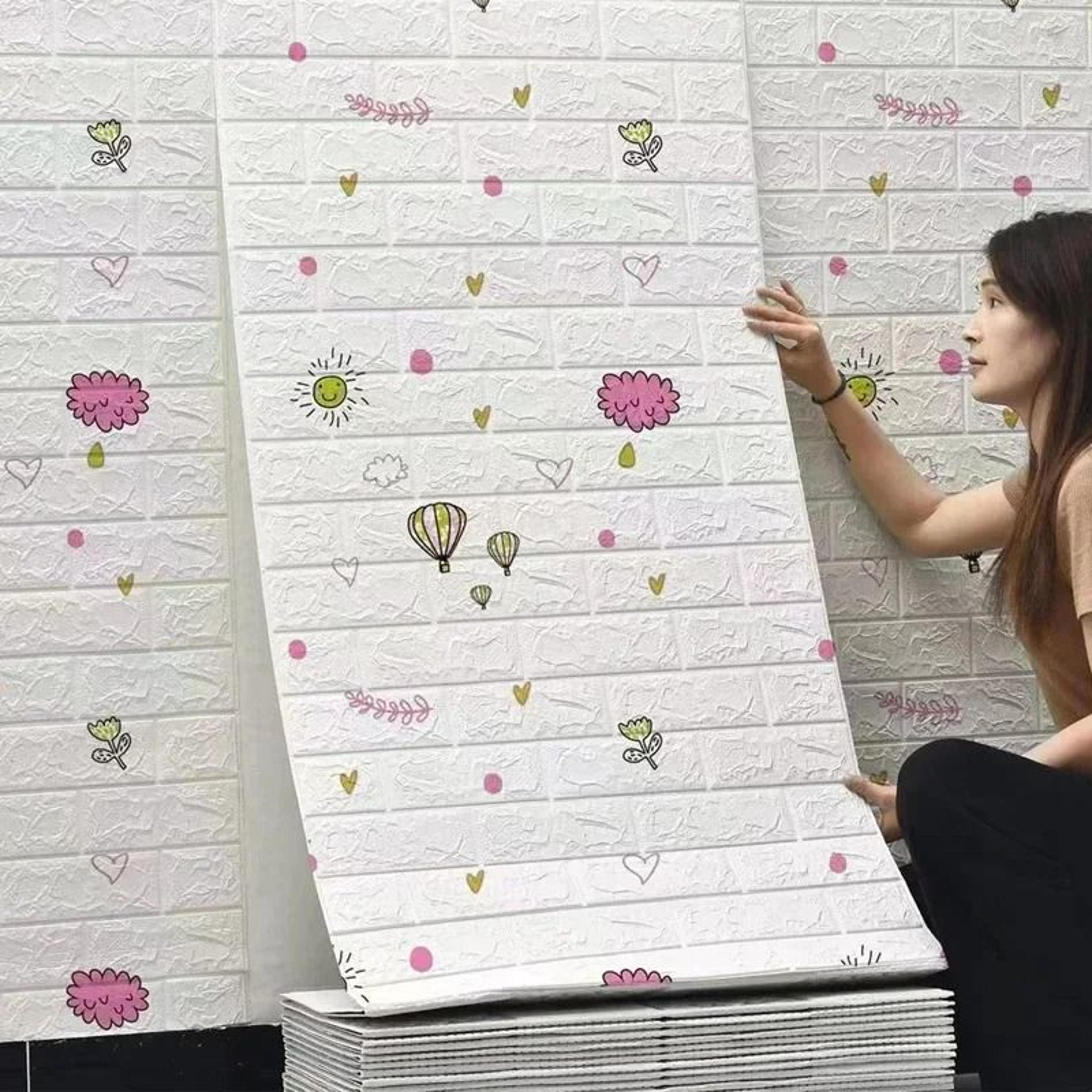 Modern Textured Brick Pattern Self Adhesive Waterproof Foam Wall Panel Roll 19