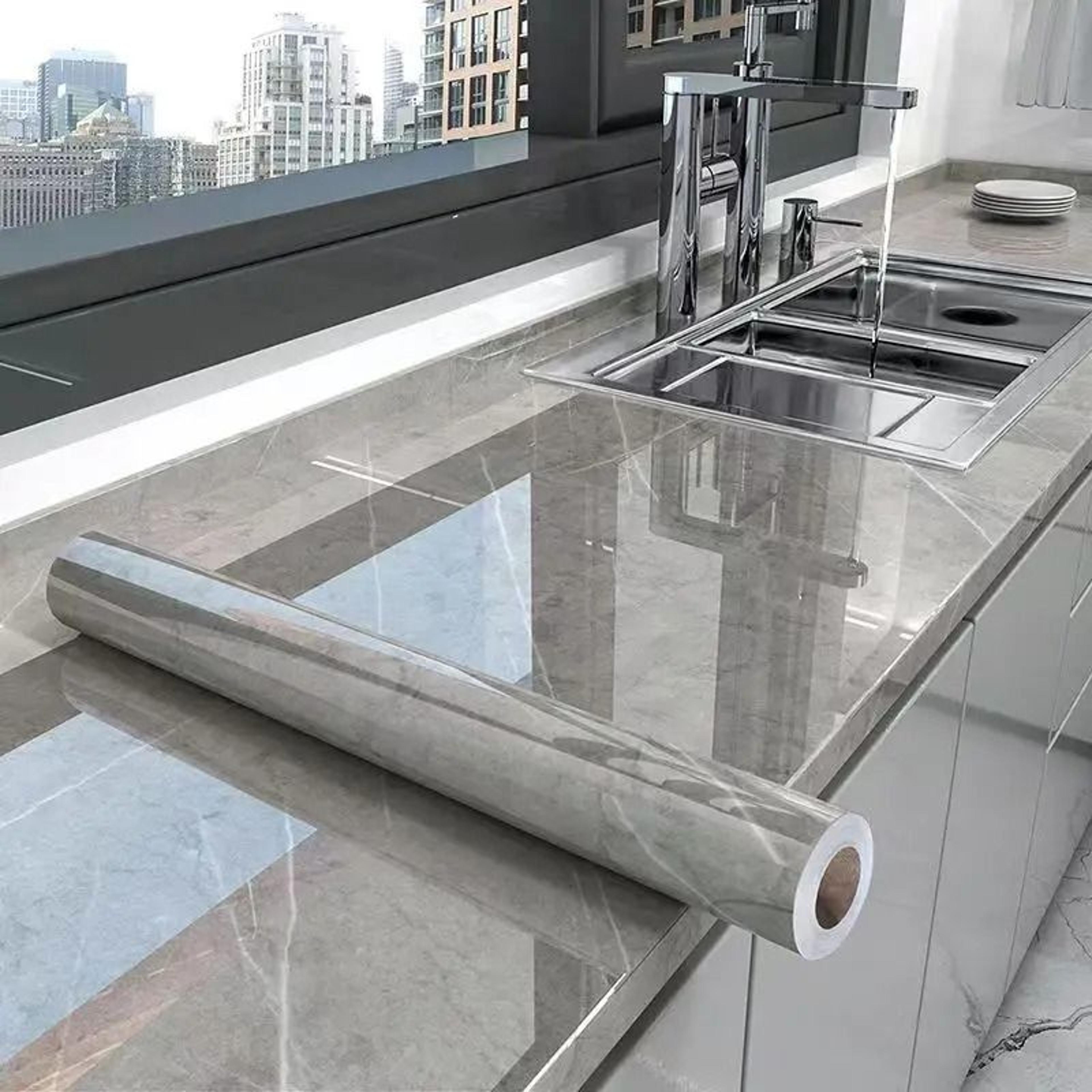High Gloss Marble Kitchen Surface Protection Contact Film Roll 4