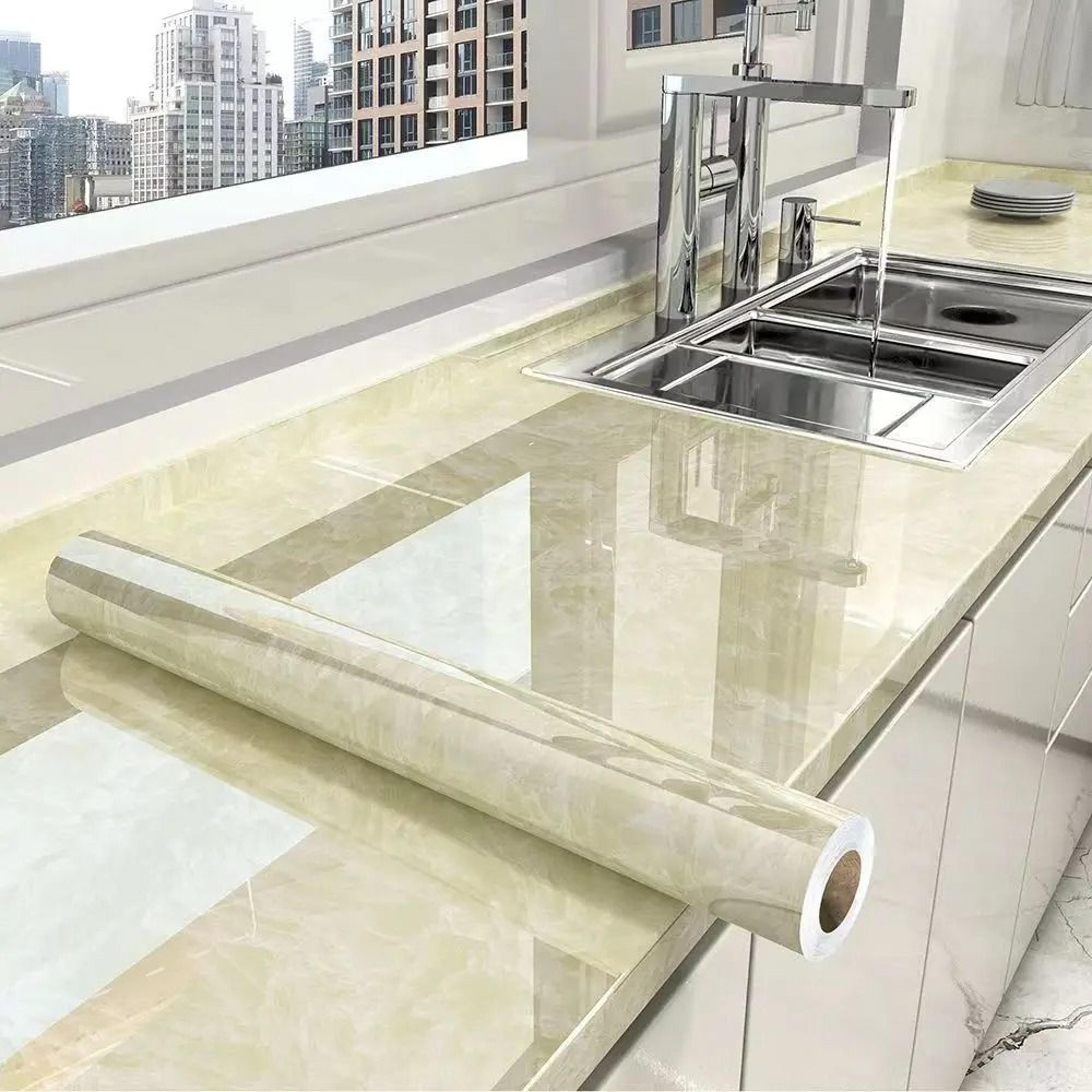 High Gloss Marble Kitchen Surface Protection Contact Film Roll 16