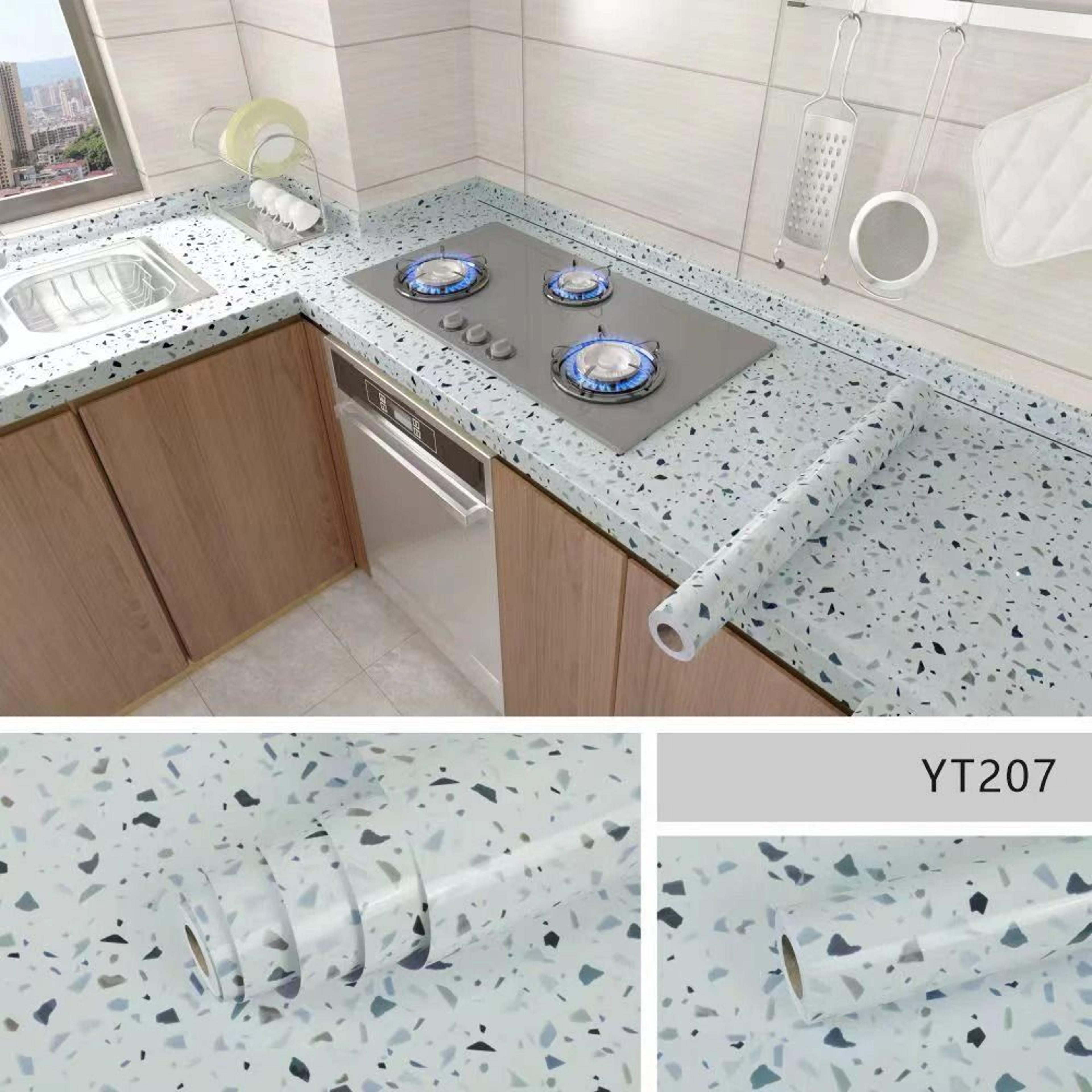 High Gloss Marble Kitchen Surface Protection Contact Film Roll 6