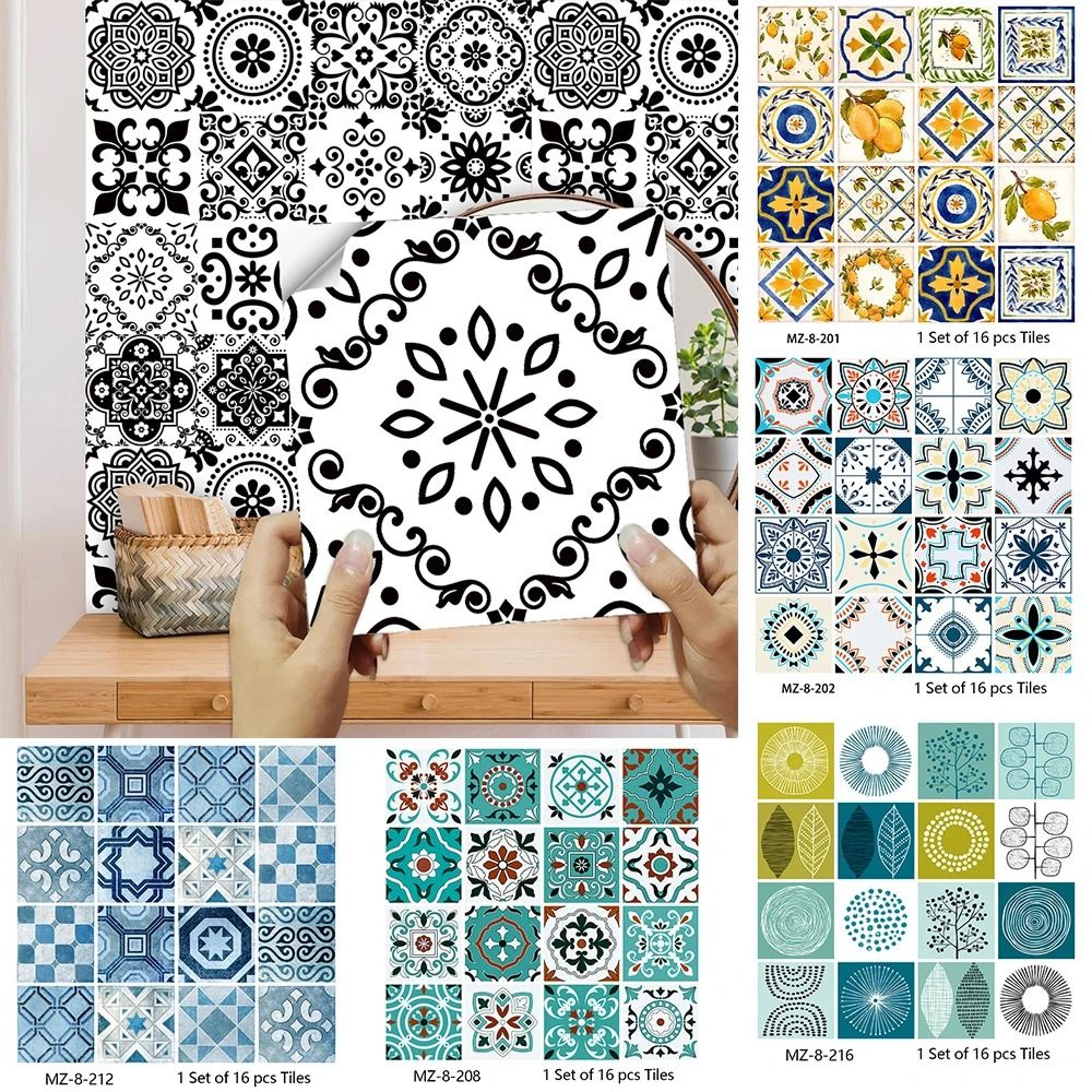 16 Piece Matte Waterproof Tile Pattern Wall And Floor Sticker Set 0