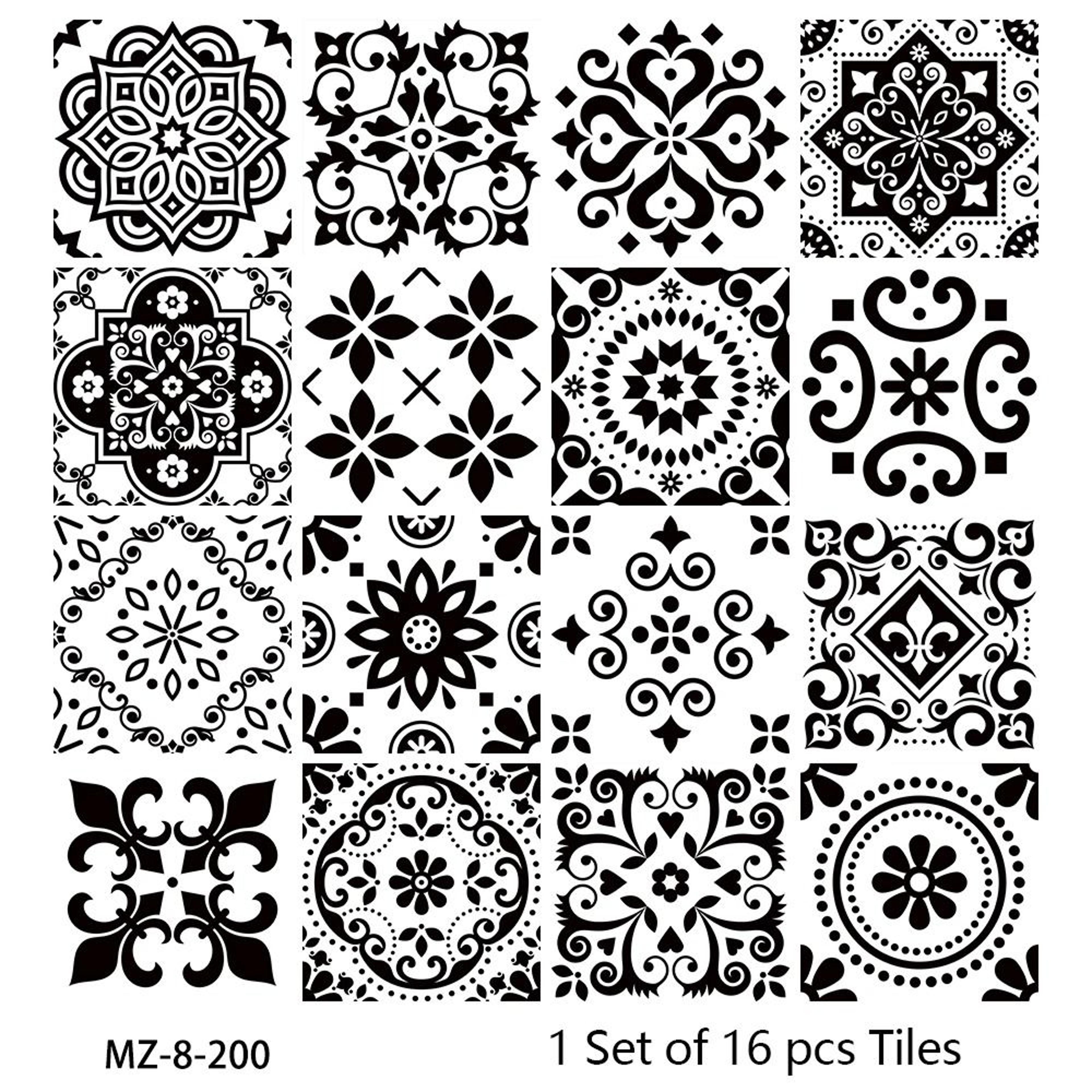 16 Piece Matte Waterproof Tile Pattern Wall And Floor Sticker Set 8