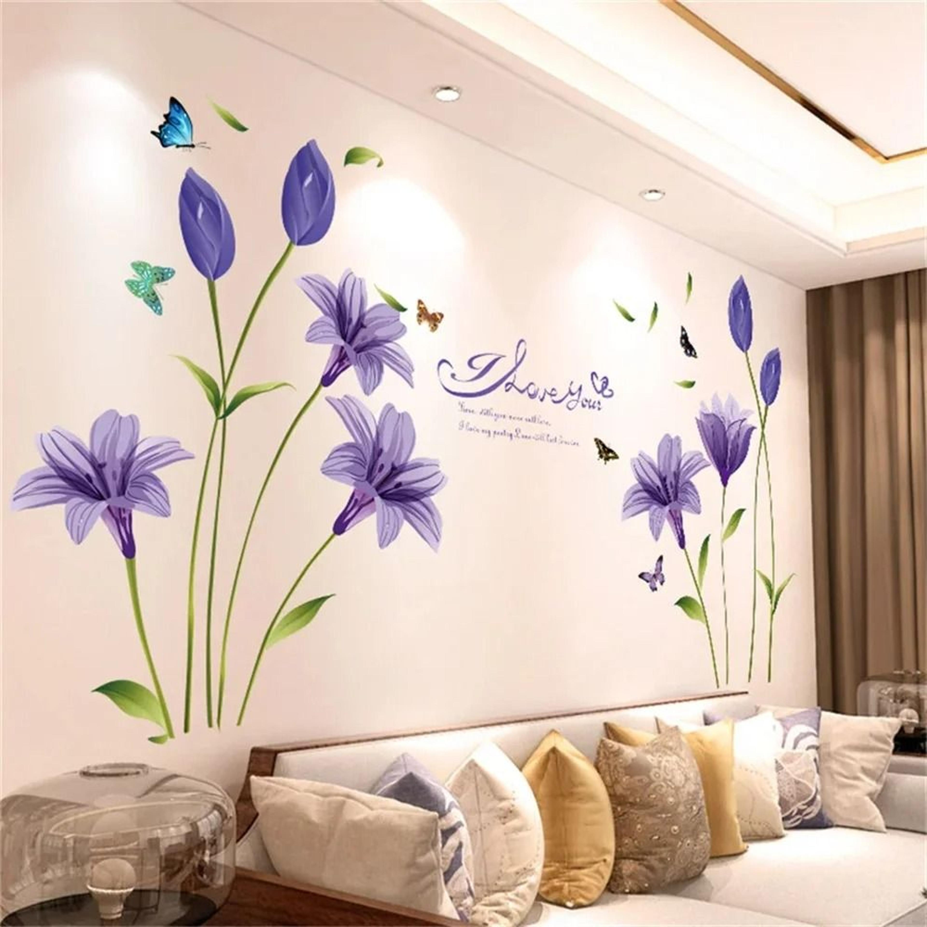 Floral Pattern Floral Wall Decor Sticker Set And Background Wallpaper Decal 1