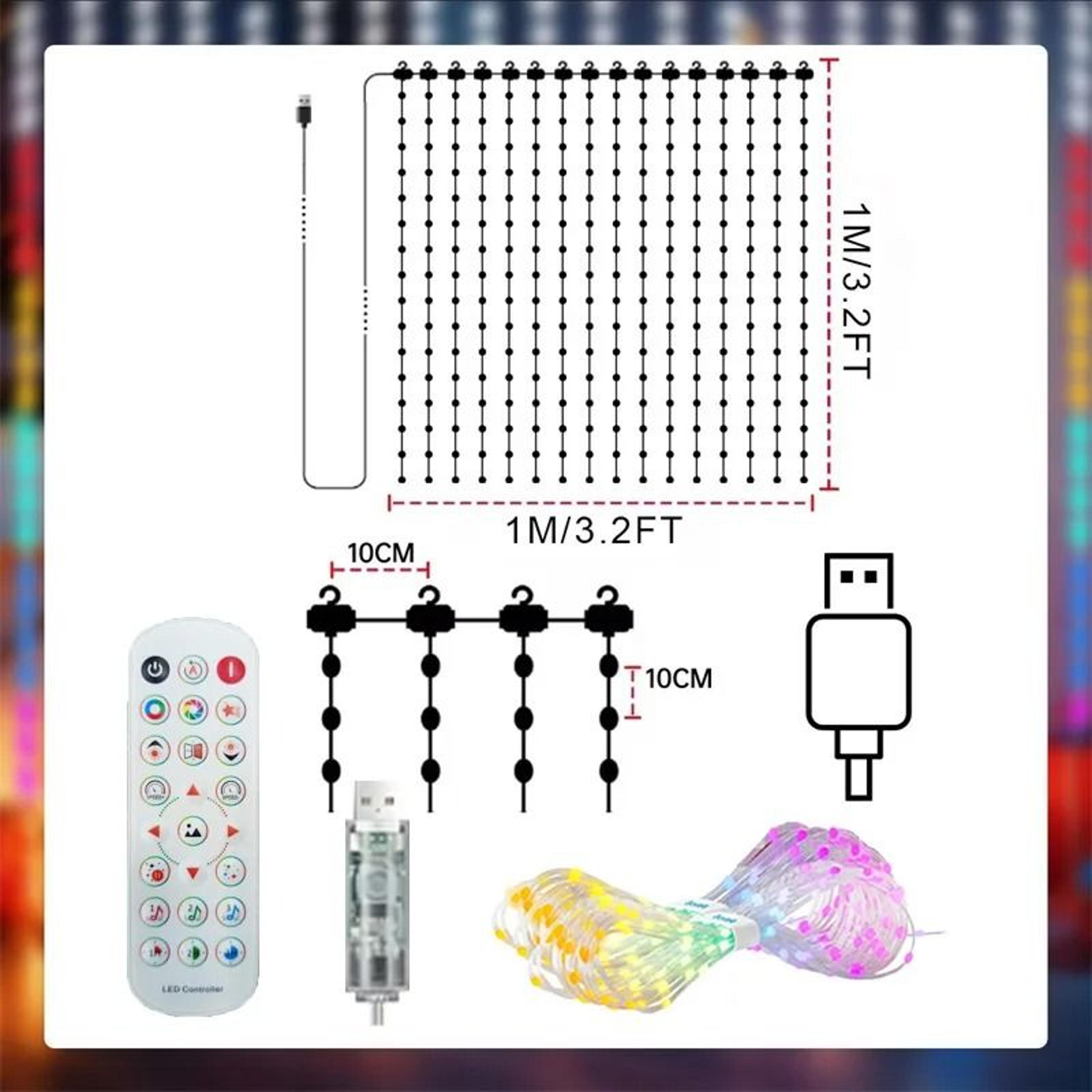 Smart Bluetooth App Control LED Christmas Curtain Light With Music Sync 7