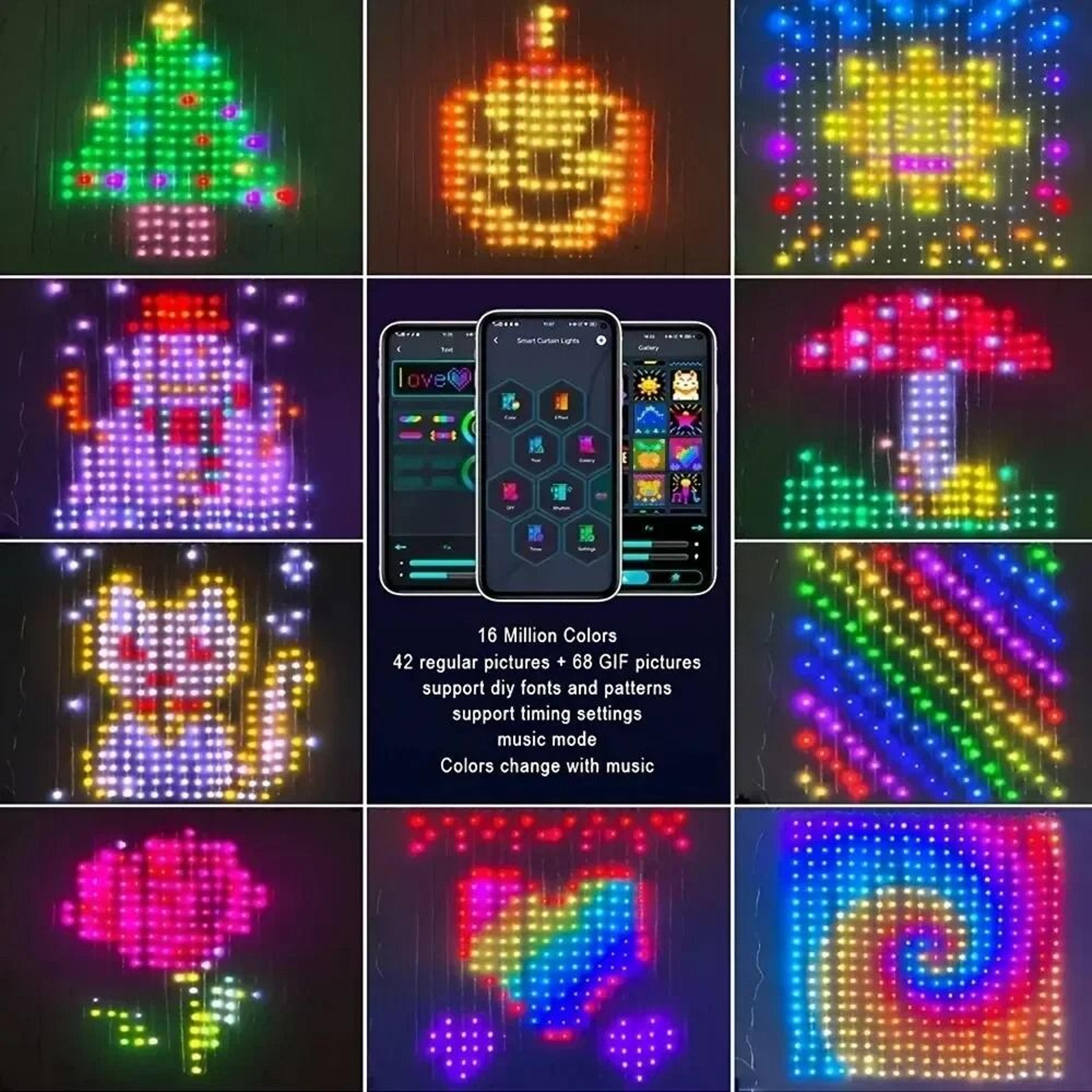 Customizable Bluetooth LED Curtain Wall Light With Music Pulse Modes 2