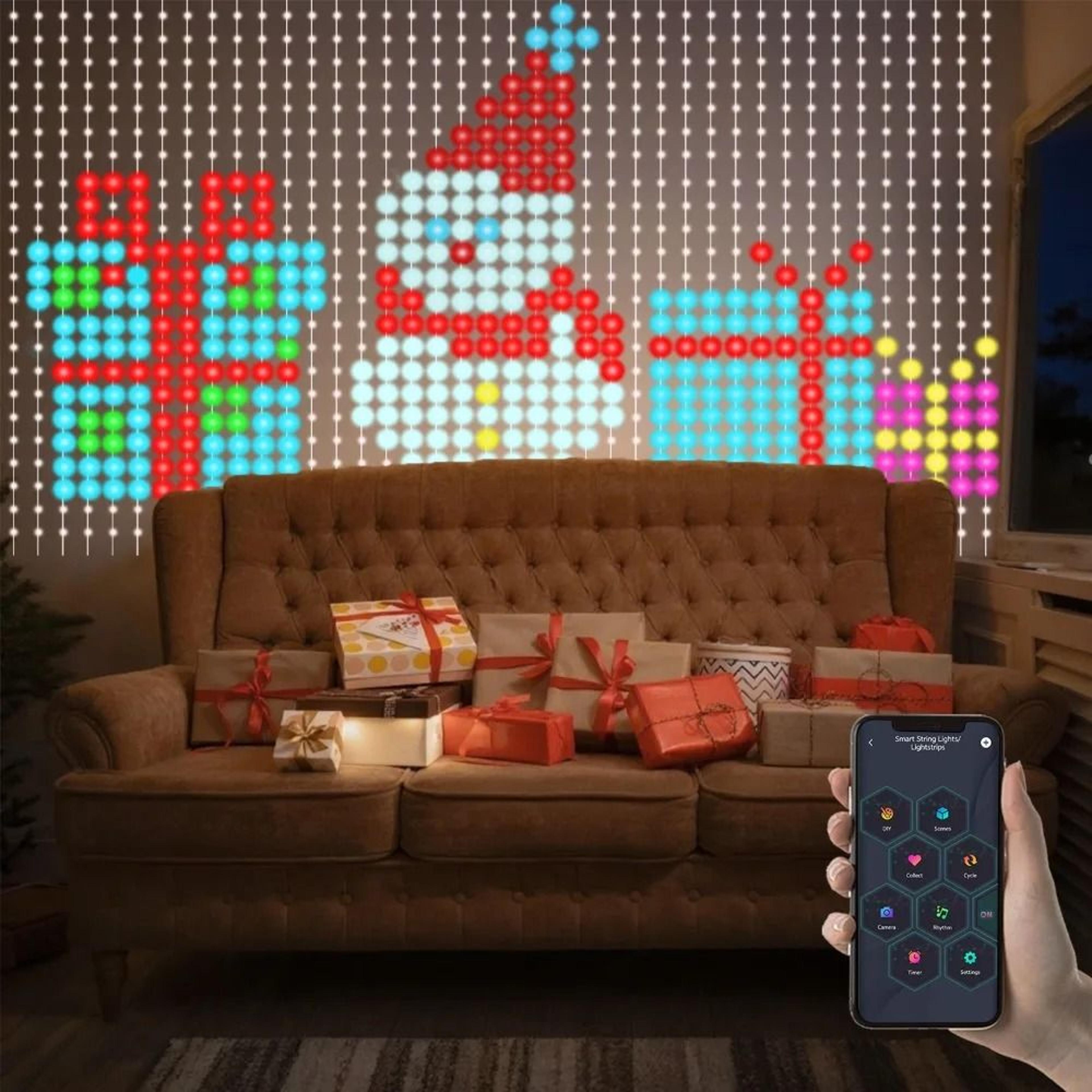 Programmable App Controlled Smart LED Curtain Lights With Sound Sync 2