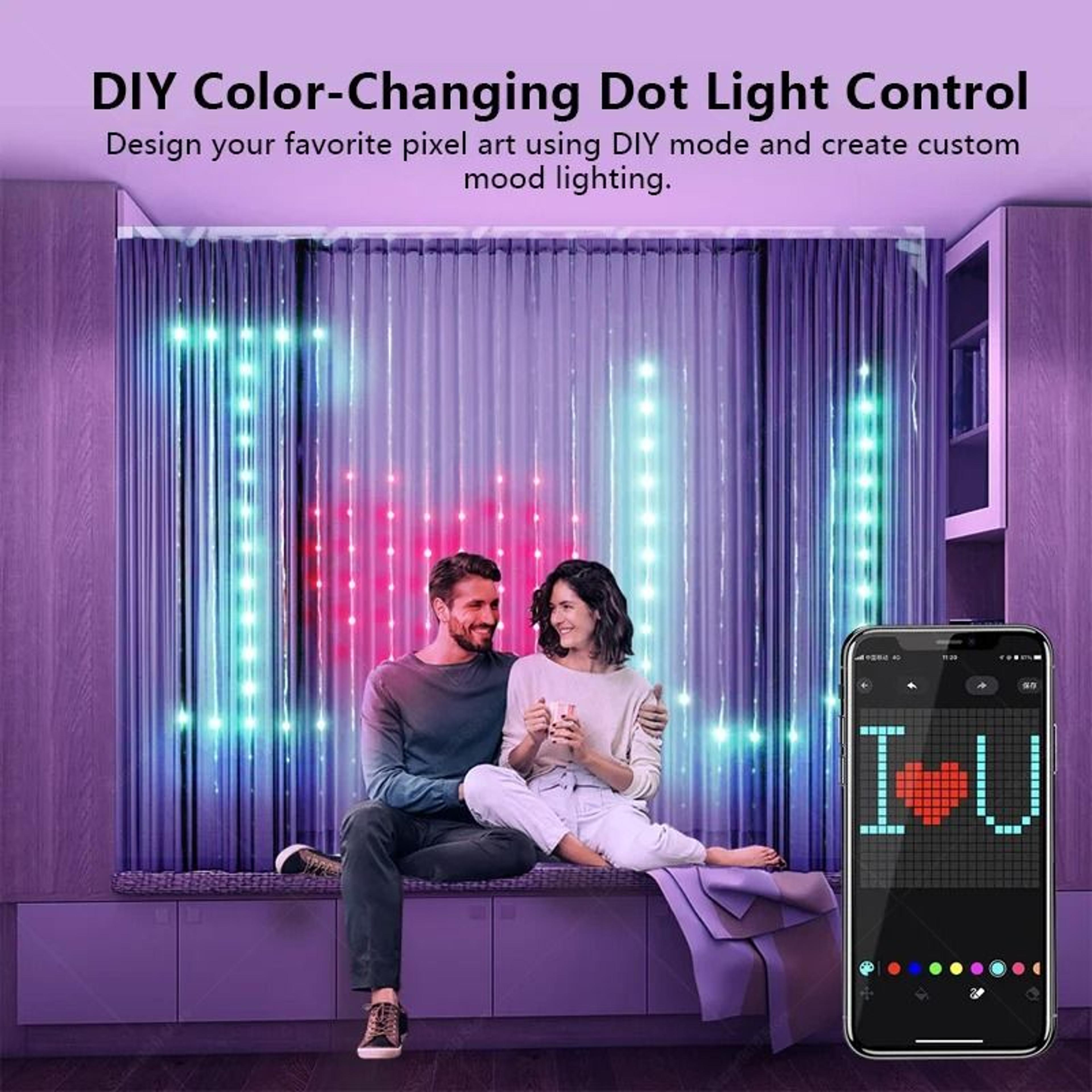High Density Addressable Smart LED Curtain Lights With App Control And Music Sync 2