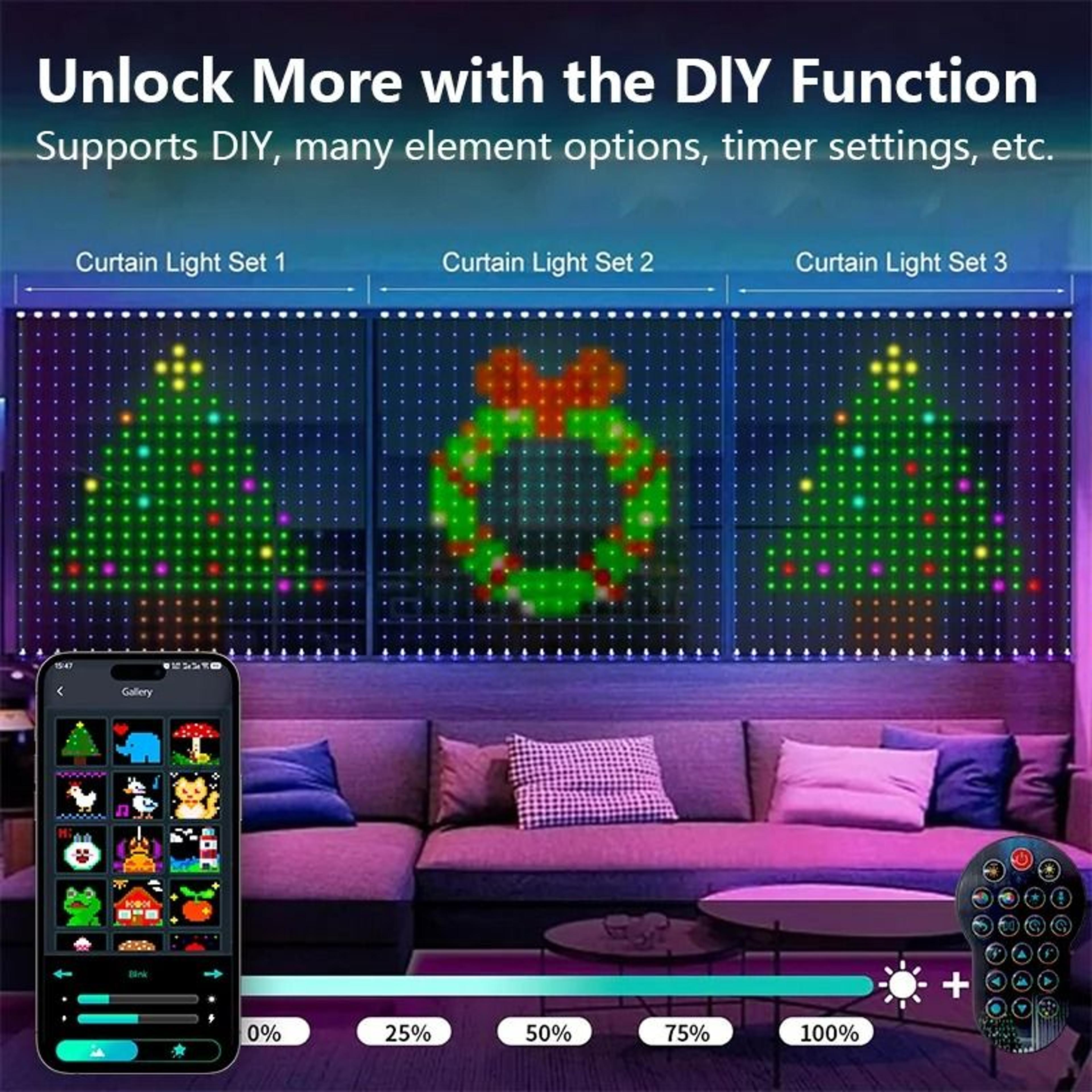 Customizable Smart LED Curtain Lights With Smartphone Control And Music Reaction 5