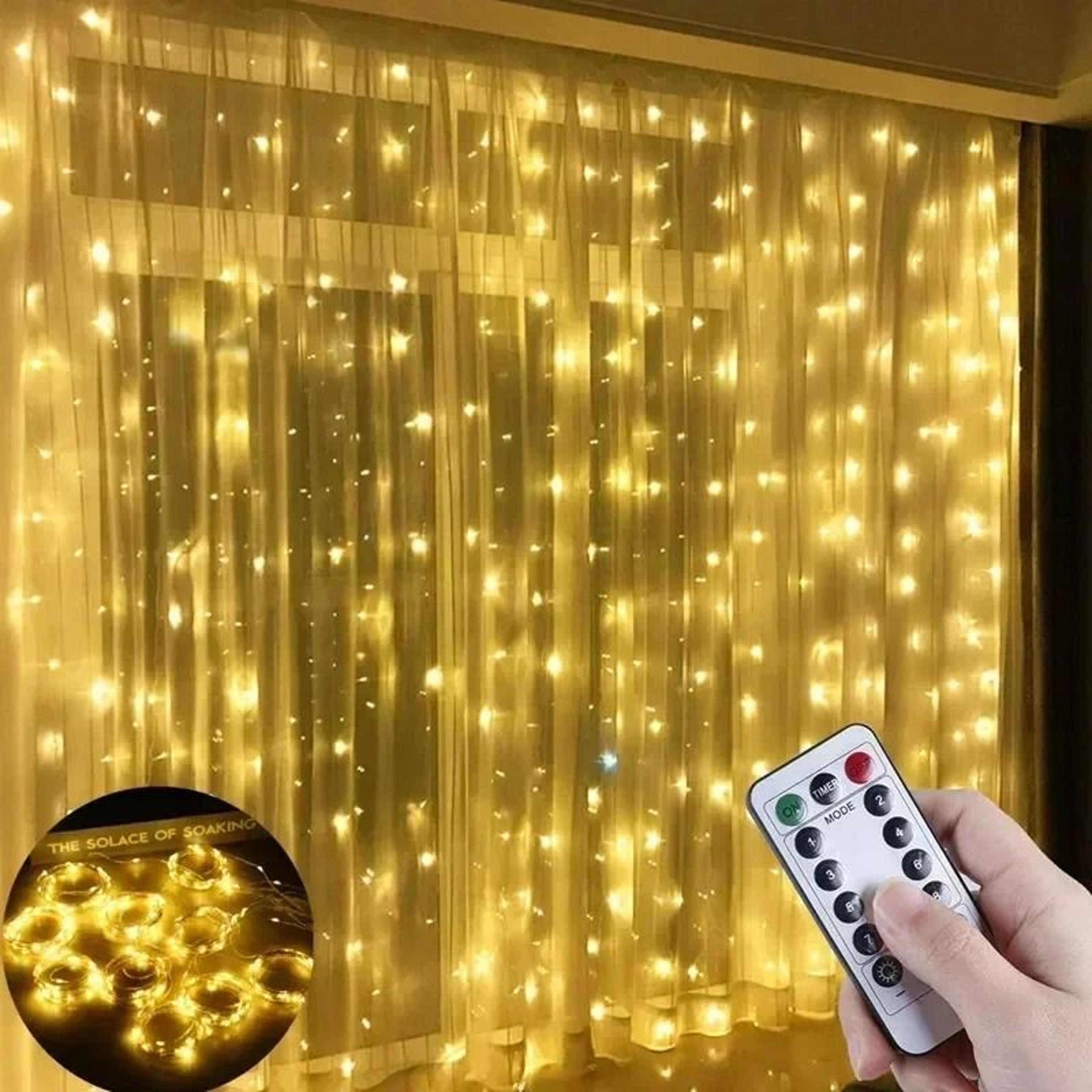 Remote Controlled USB Window LED Curtain Garland Fairy Lights With Extended Width Size Options For  8