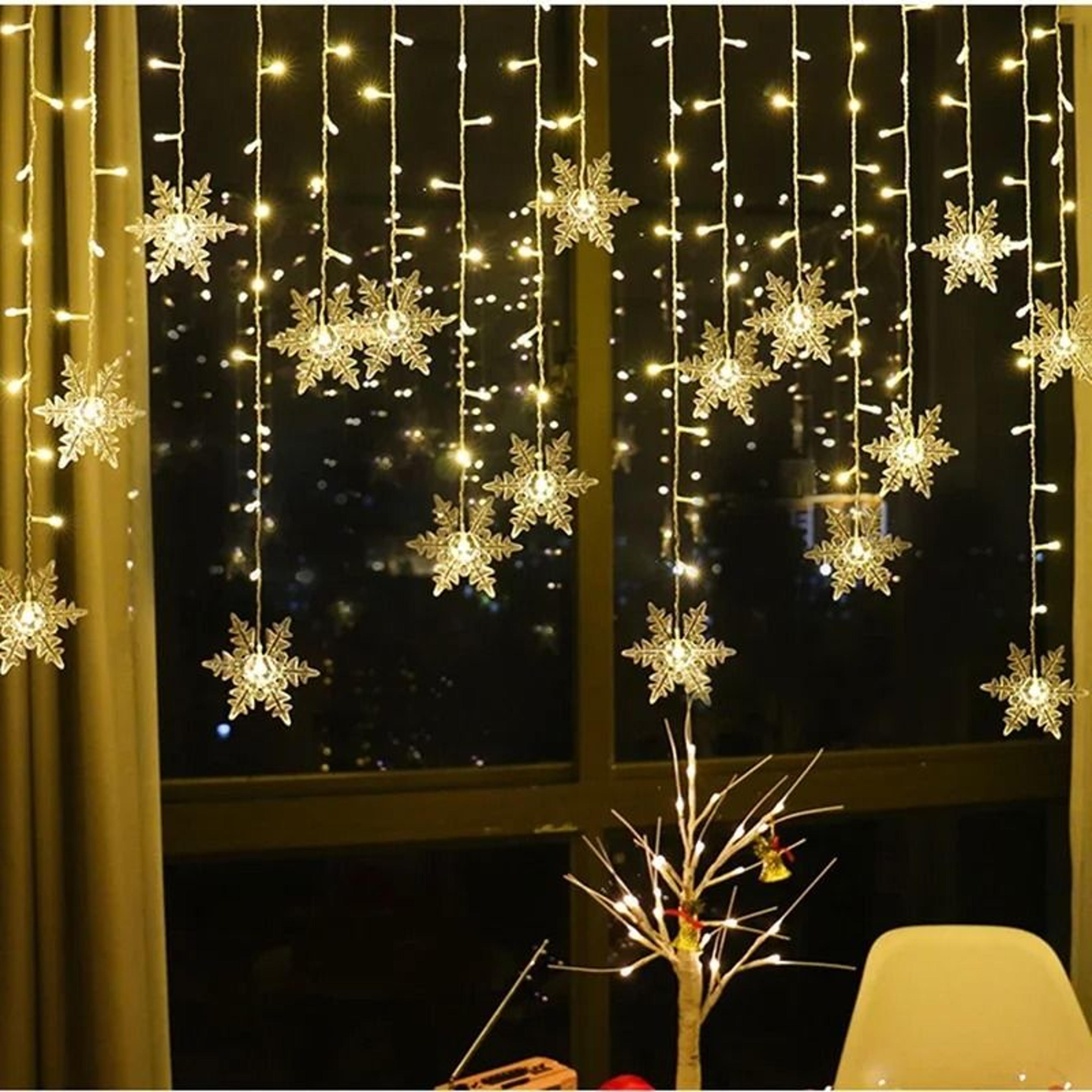 Connectable Snowflake LED Icicle Window Curtain Lights With 8 Flashing Modes USEU Plug For Christma 5