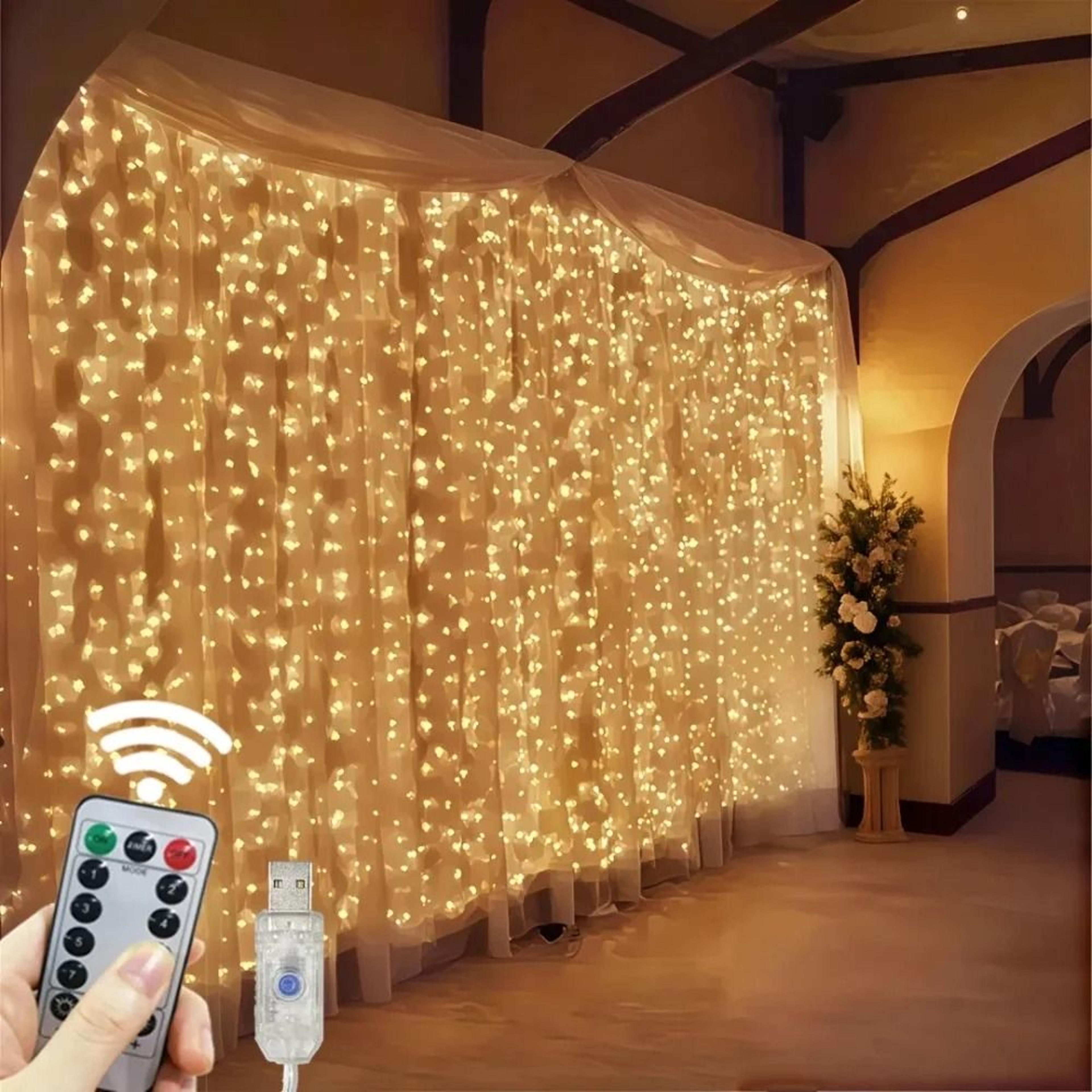 remote controlled usb led curtain string lights with 8 modes for home bedroom and holiday decor
