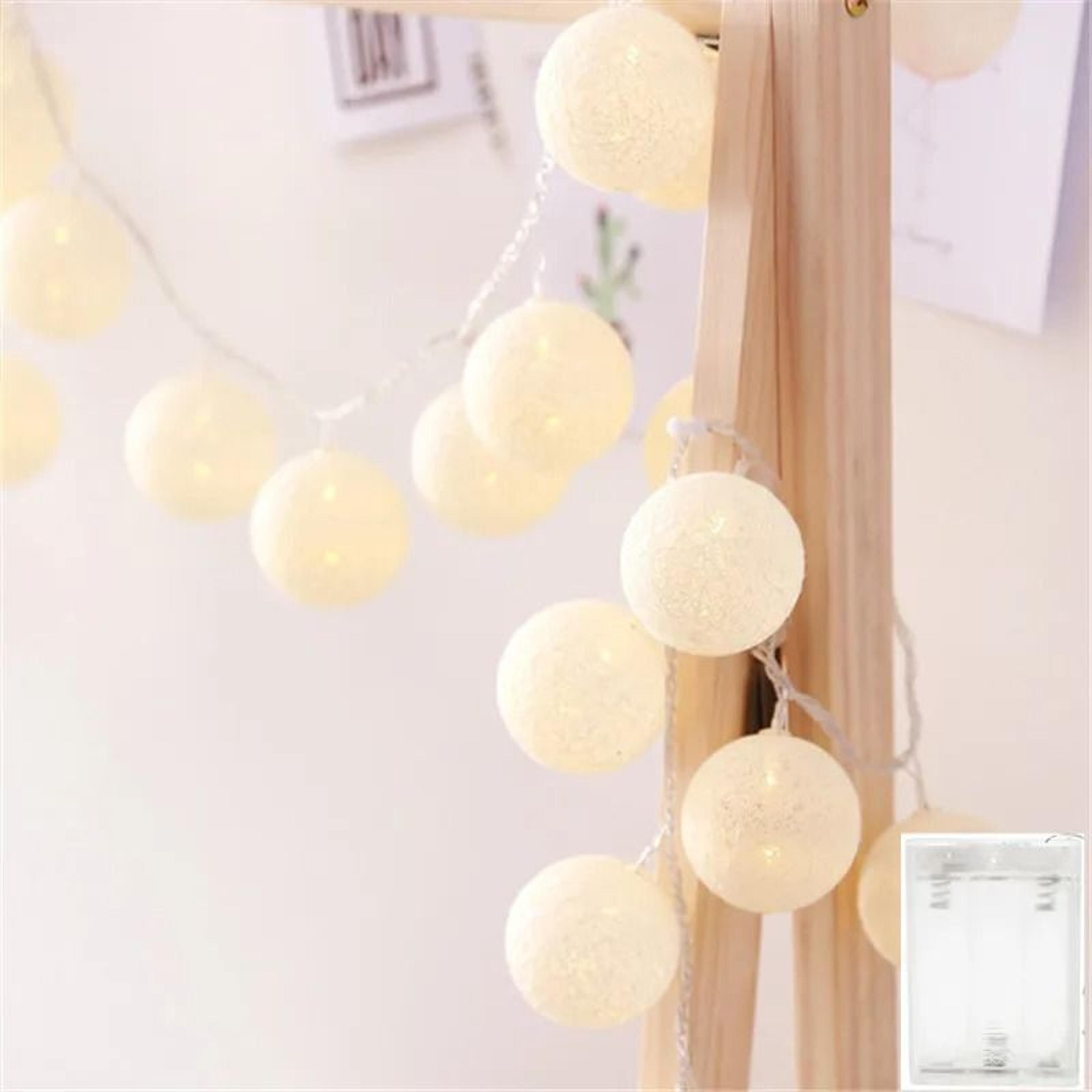Cotton Ball LED String Lights For Home Decor Party Wedding And Christmas Decoration 8
