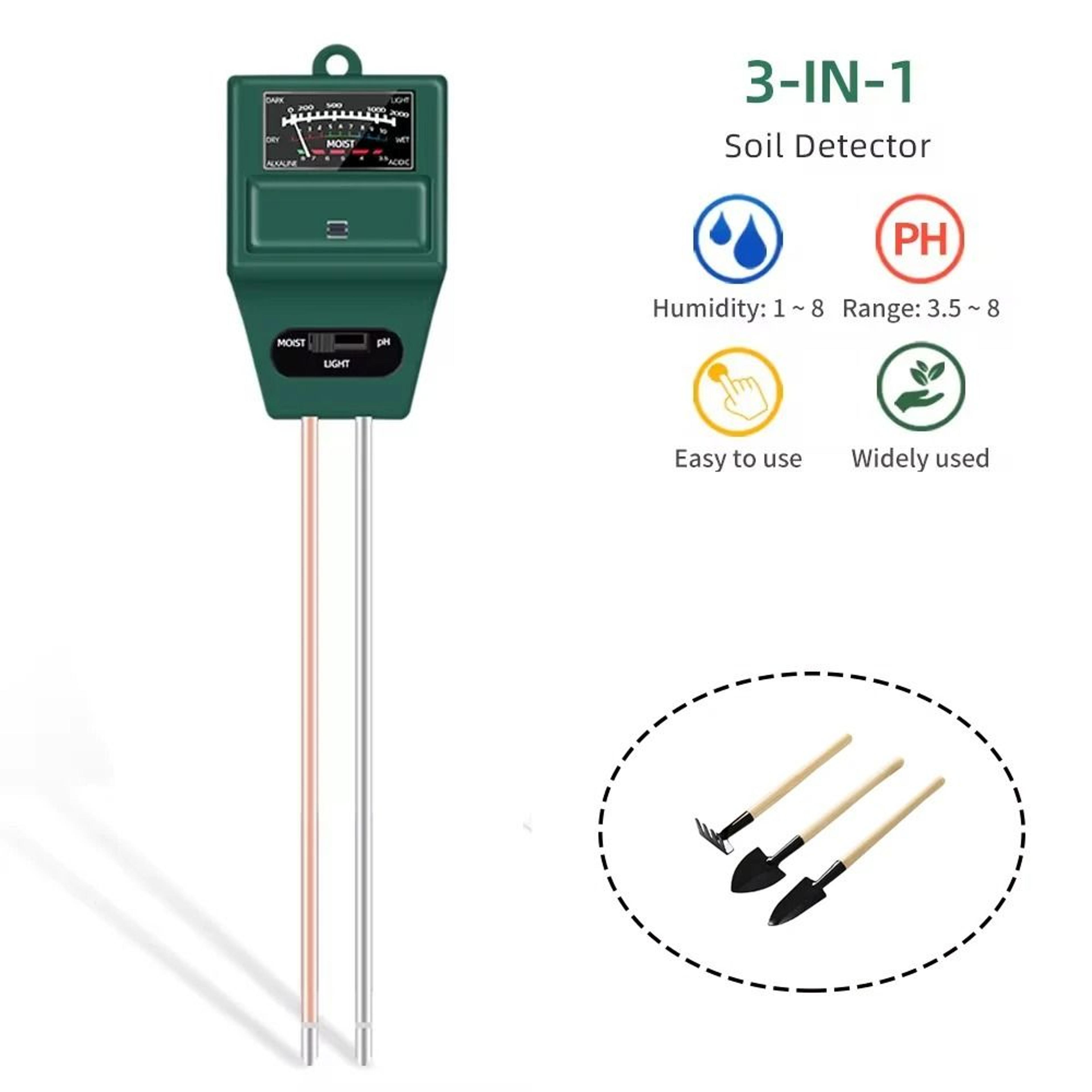 3 in 1 soil moisture ph and light tester meter analyzer with mini garden tool kit