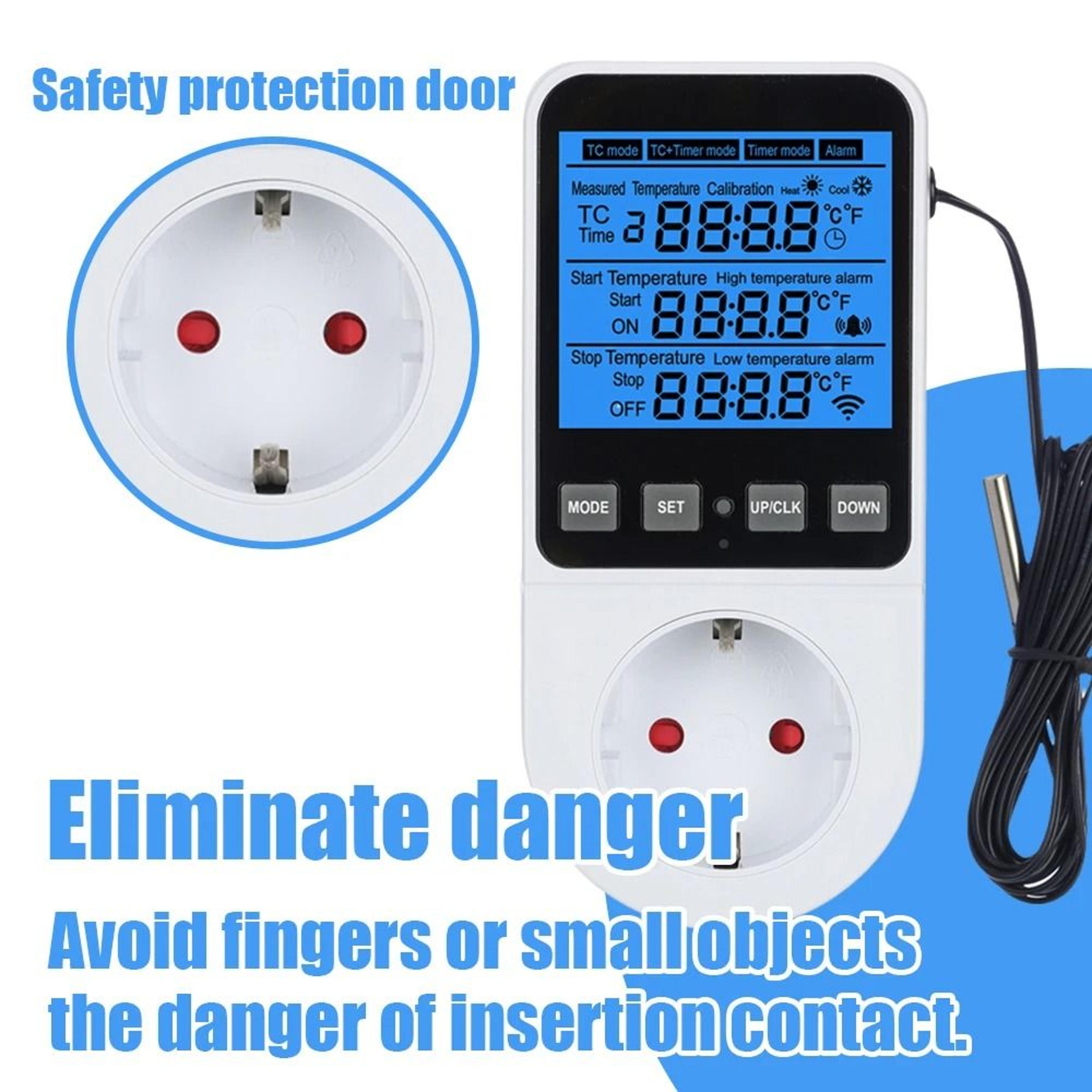 16a 230v temperature controller timer socket lcd display thermostat switch outlet with sensor