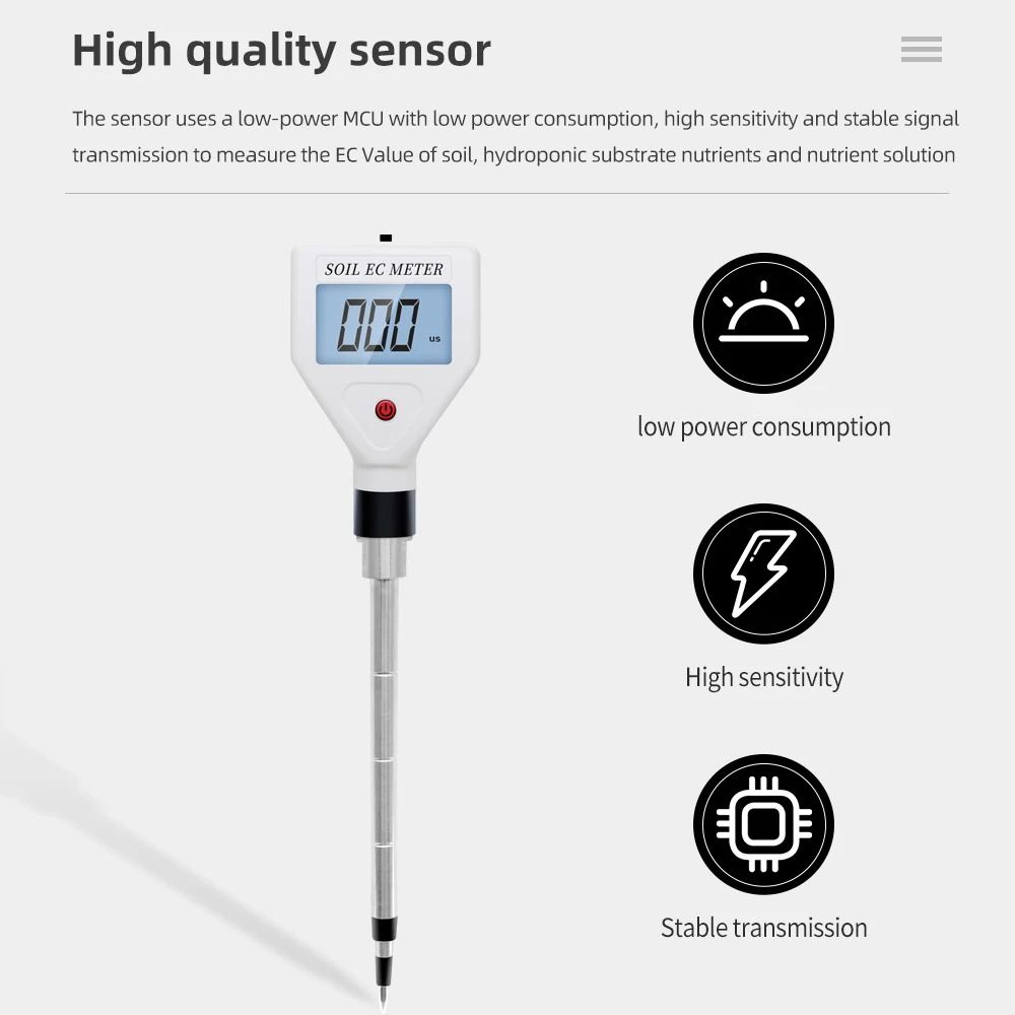 Digital Soil EC Meter 0 To 1999 UScm High Precision Soil Conductivity Tester Probe With ATC For Gar 4