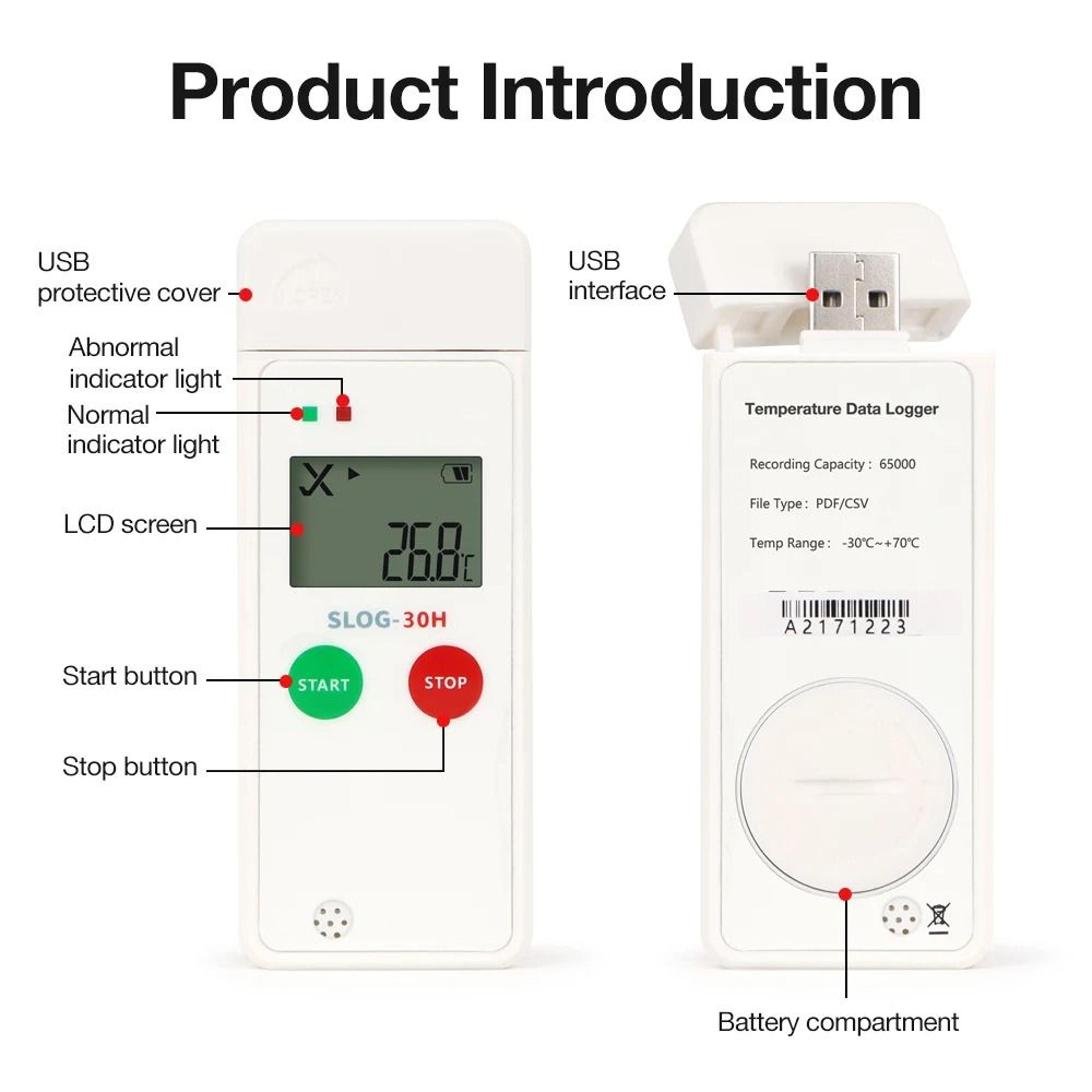 USB Temperature And Humidity Data Logger 65000 Point Storage PDF Recorder For Cold Chain Transport 5