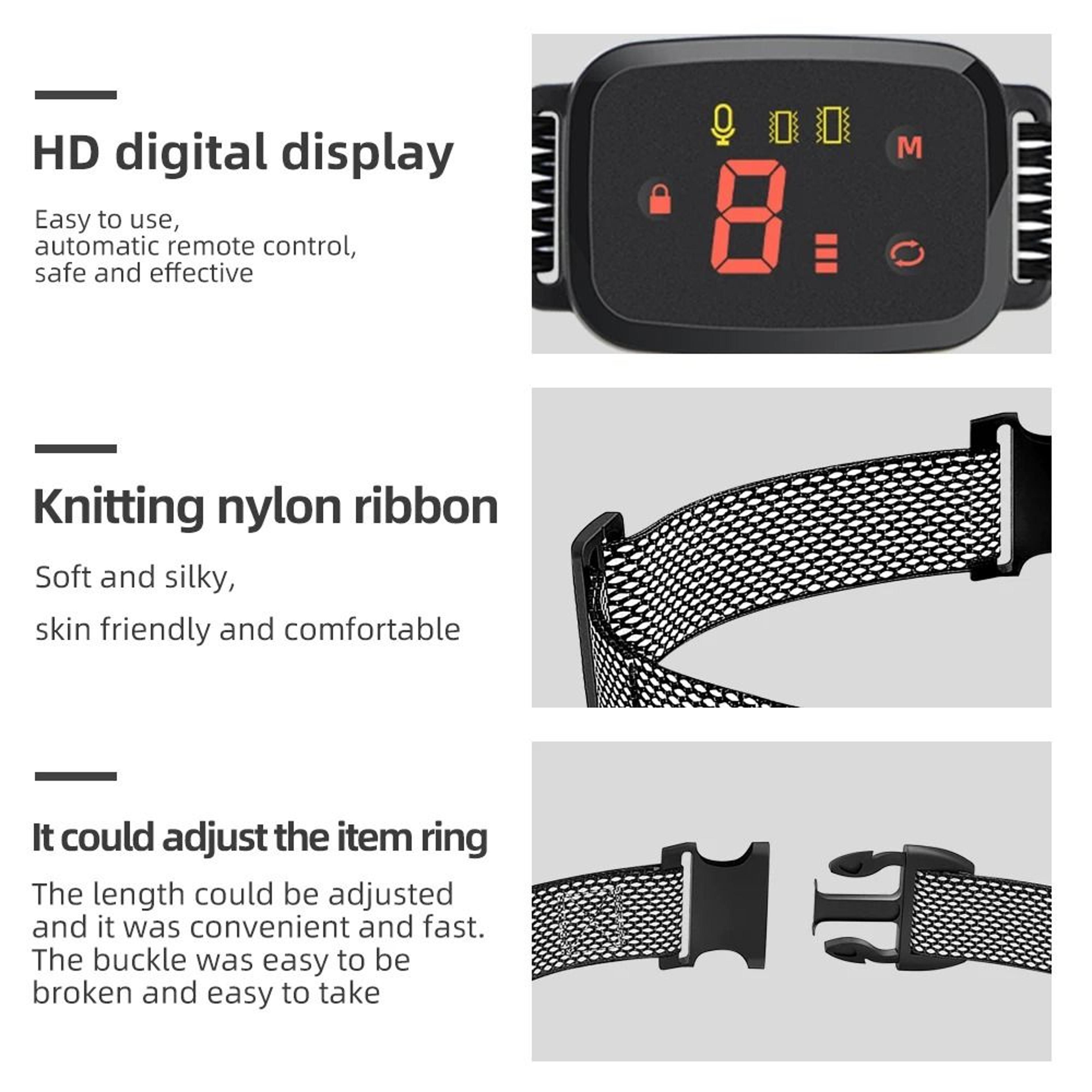 Smart Automatic Anti Barking Dog Collar Rechargeable Dual Vibration Device With HD Digital Display  5