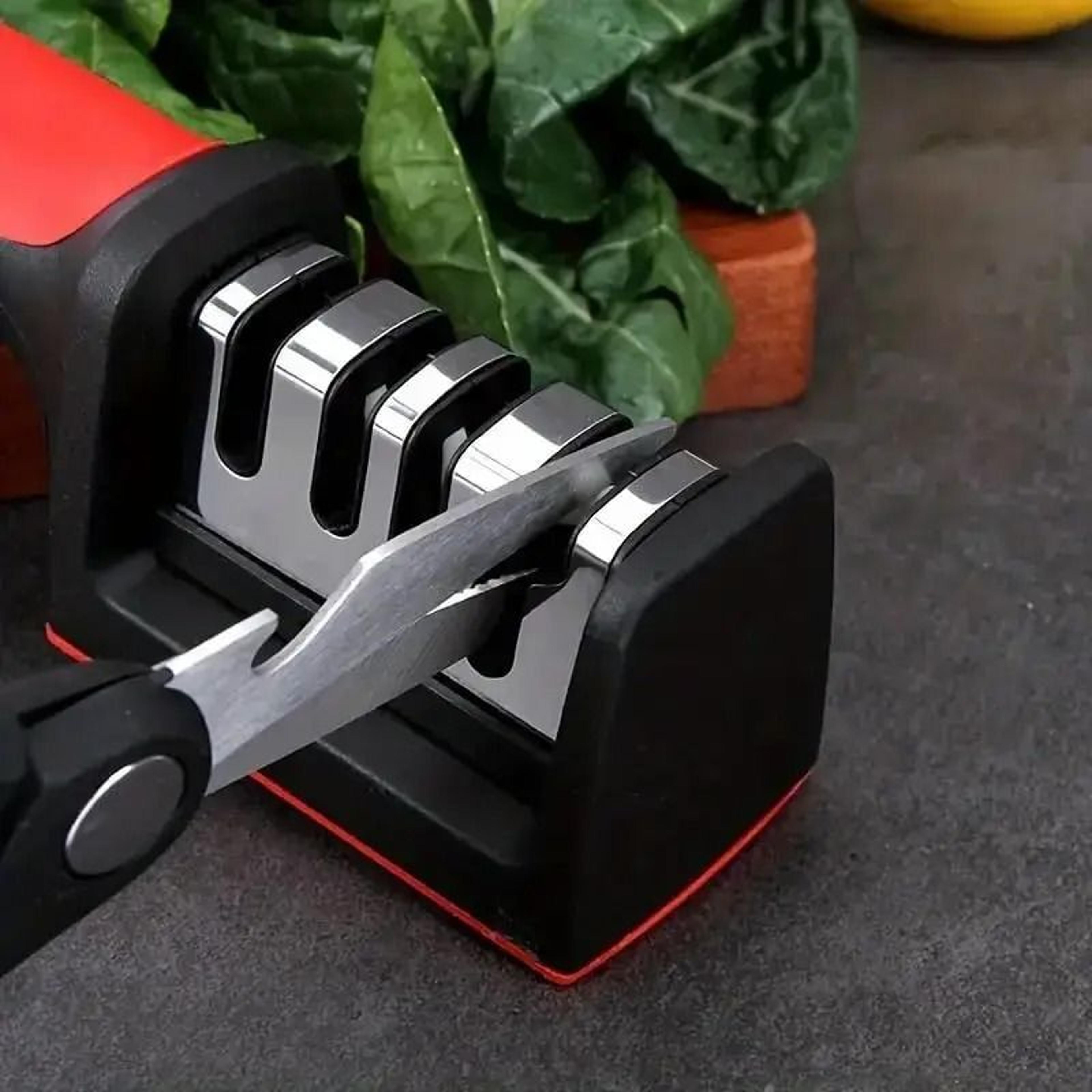 Multifunctional Manual Kitchen Knife Sharpener 3 And 4 Stage Grinding Tool With Non Slip Base 2