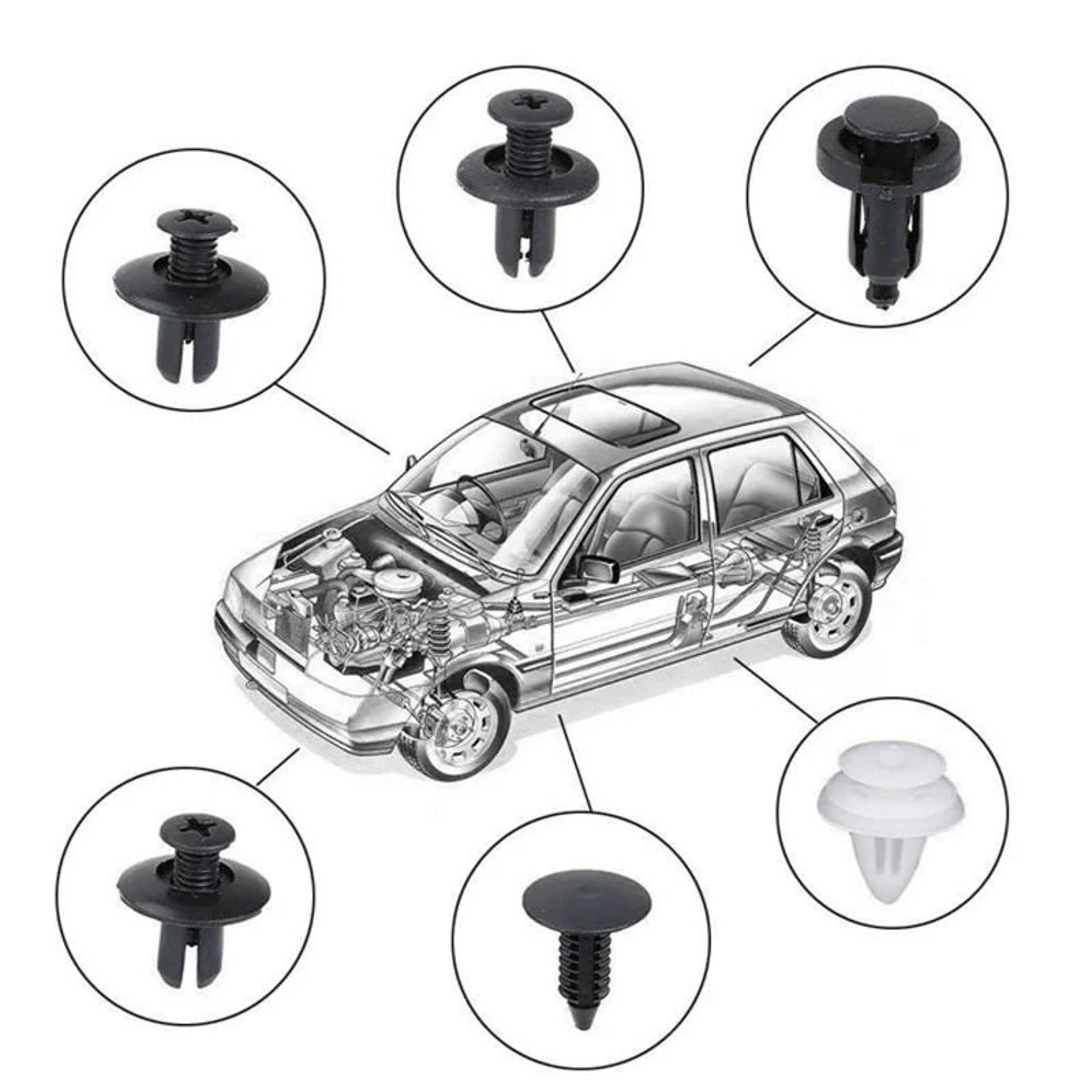 Universal Car Fastener Push Retainer Clip Set Bumper And Door Trim Panel Rivet Kit With Storage Cas 1