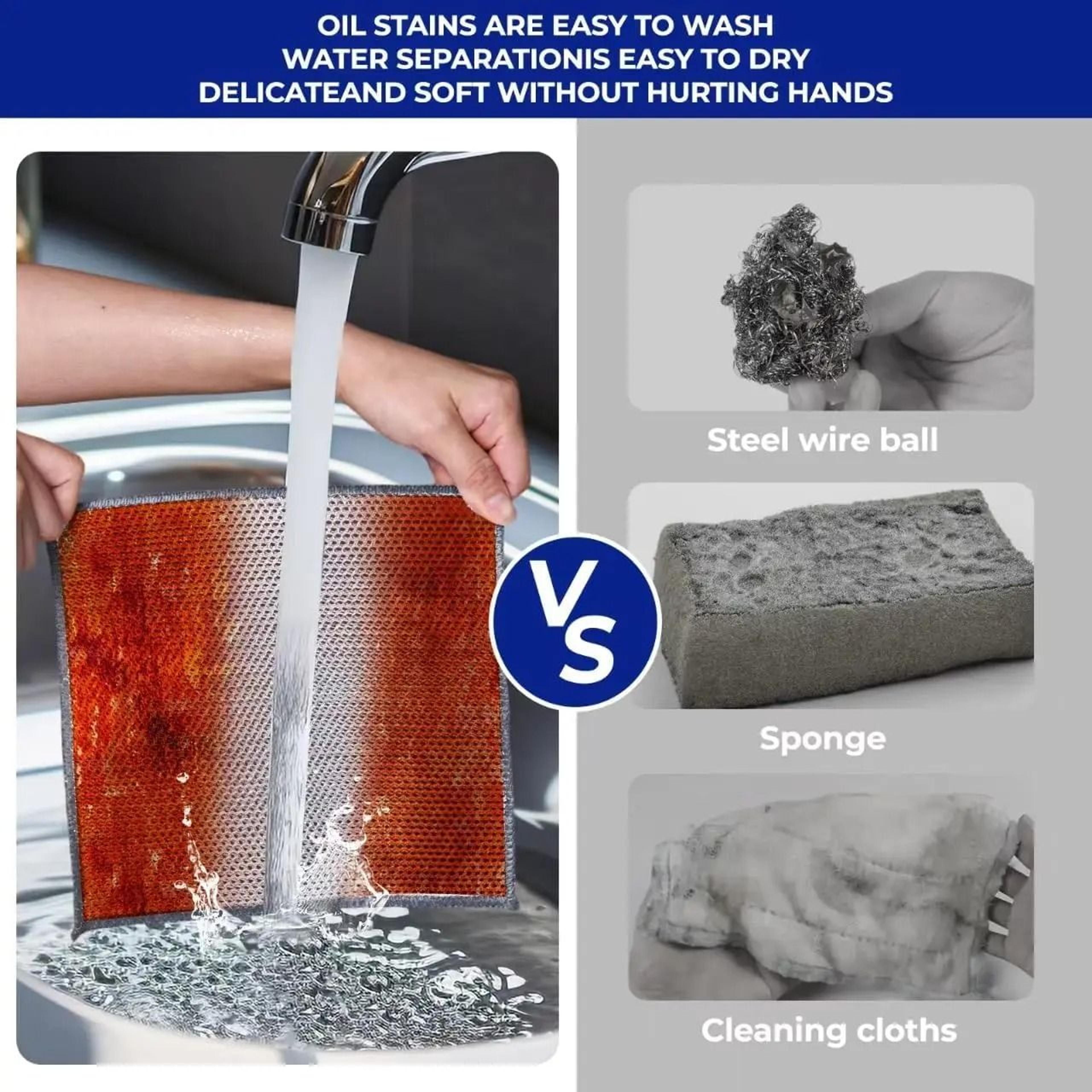 Wire Microfiber Mesh Dishcloth Non Scratch Double Layer Steel Cleaning Rag For Pots 3