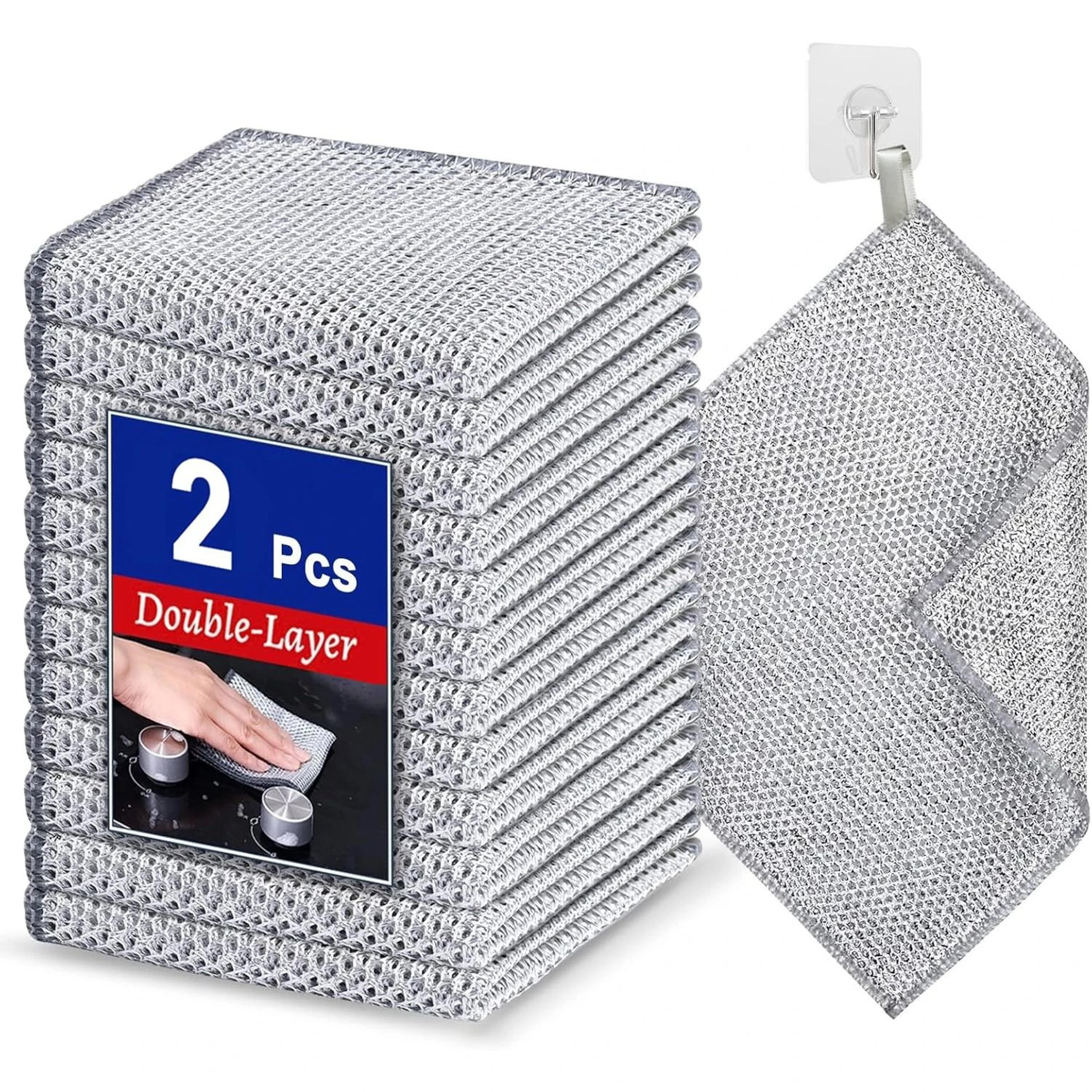 Wire Microfiber Mesh Dishcloth Non Scratch Double Layer Steel Cleaning Rag For Pots 6
