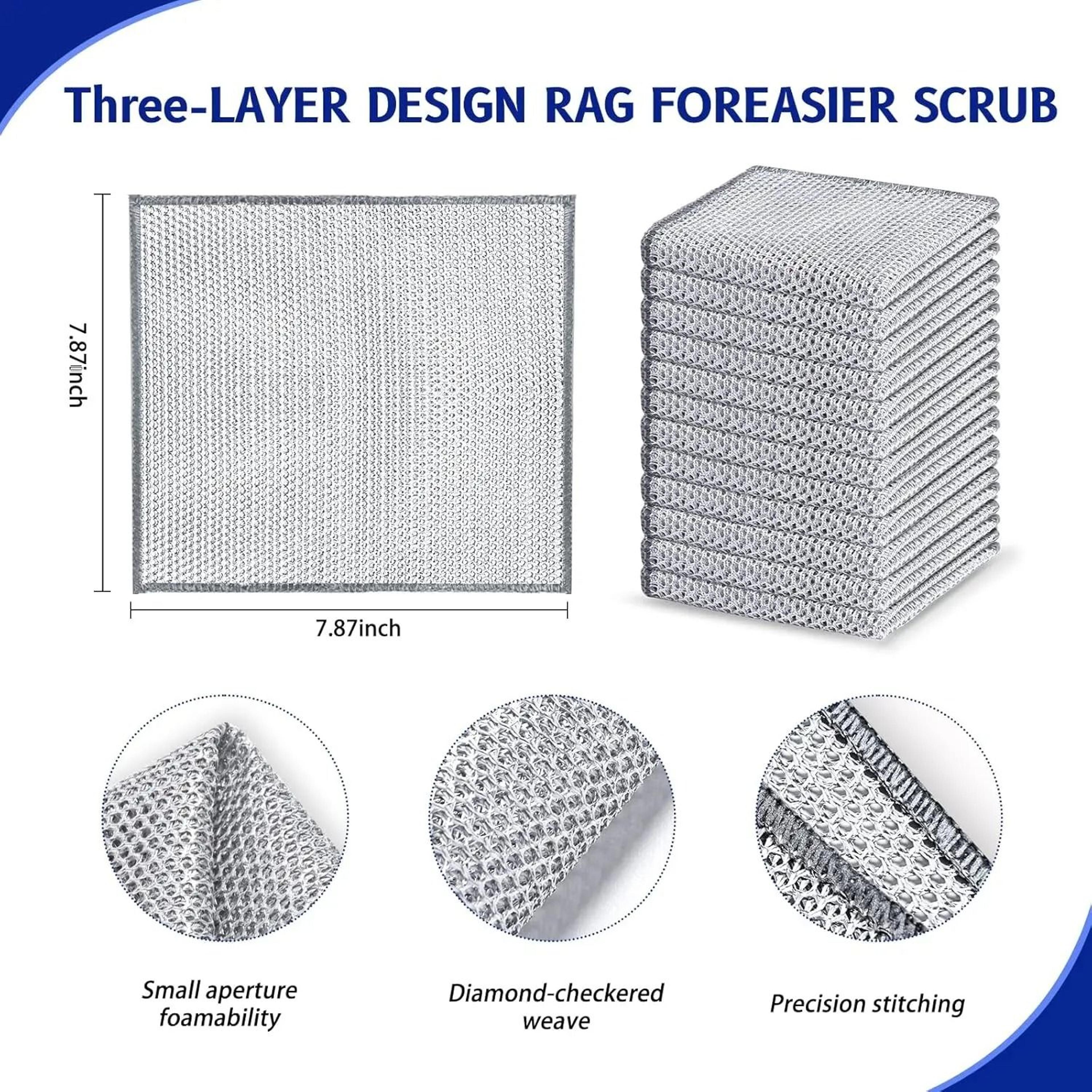Wire Microfiber Mesh Dishcloth Non Scratch Double Layer Steel Cleaning Rag For Pots 5