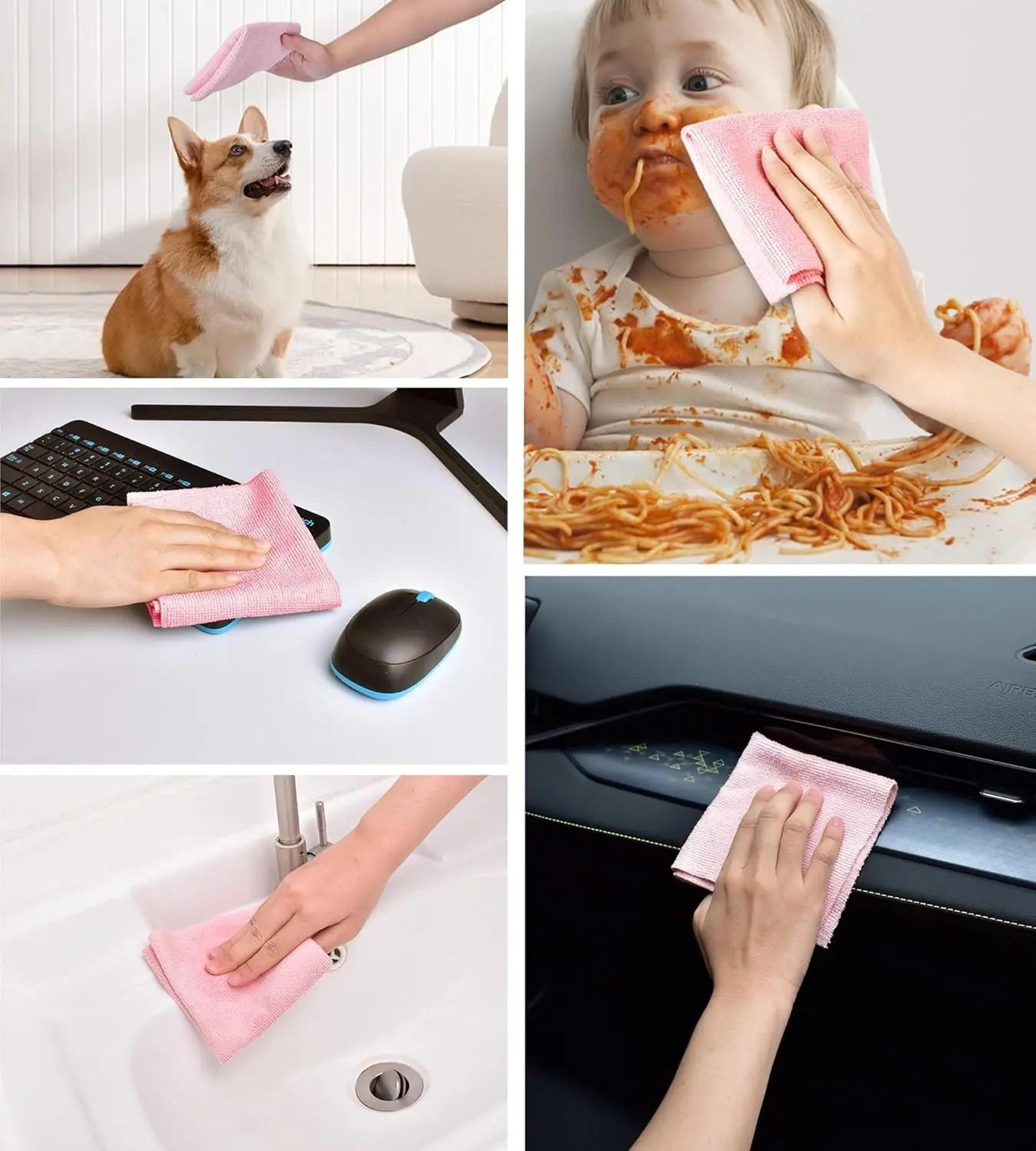 Reusable Microfiber Cleaning Cloths Roll Absorbent Kitchen Towels Towel Rags For Car 2