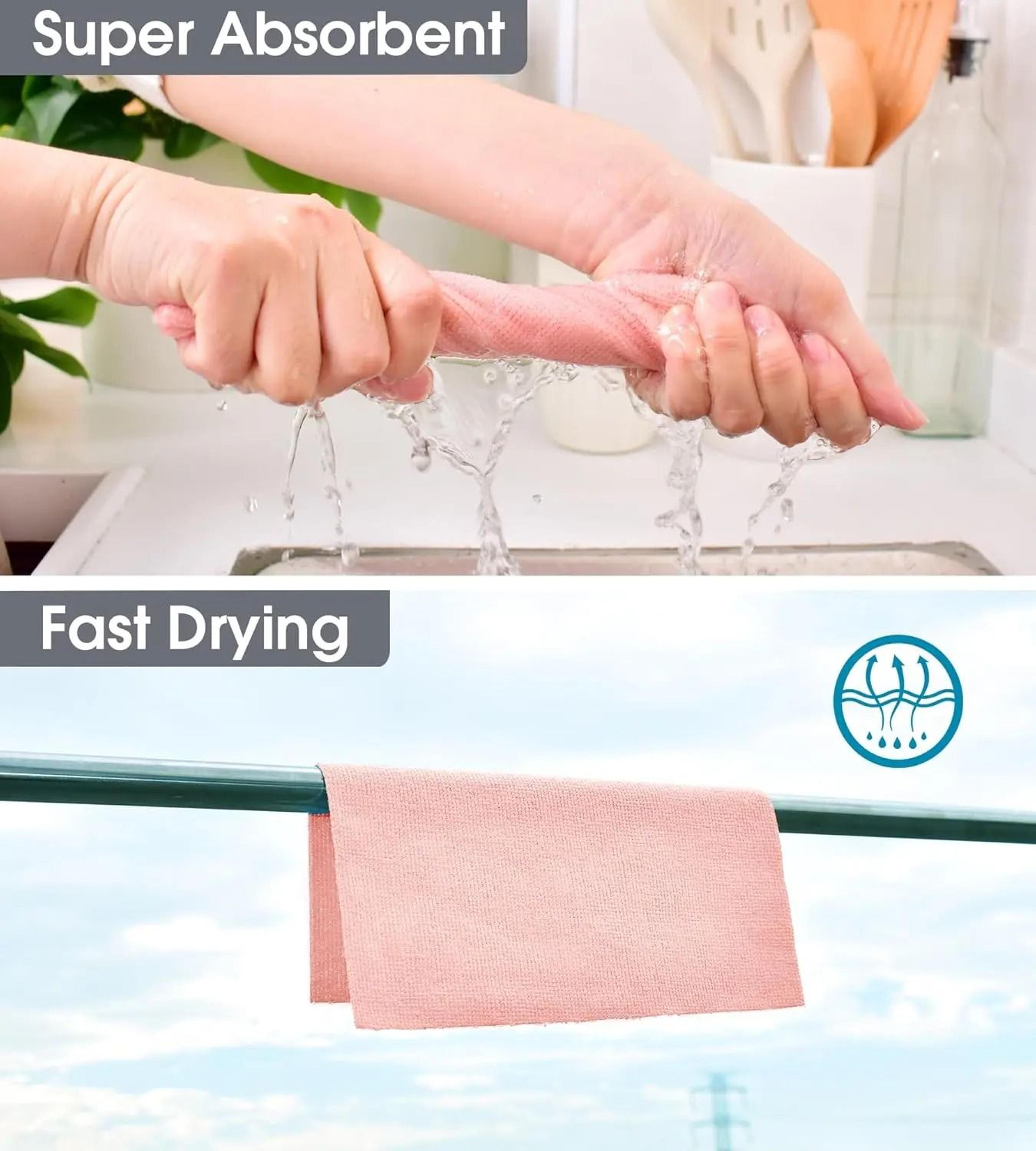 Reusable Microfiber Cleaning Cloths Roll Absorbent Kitchen Towels Towel Rags For Car 3