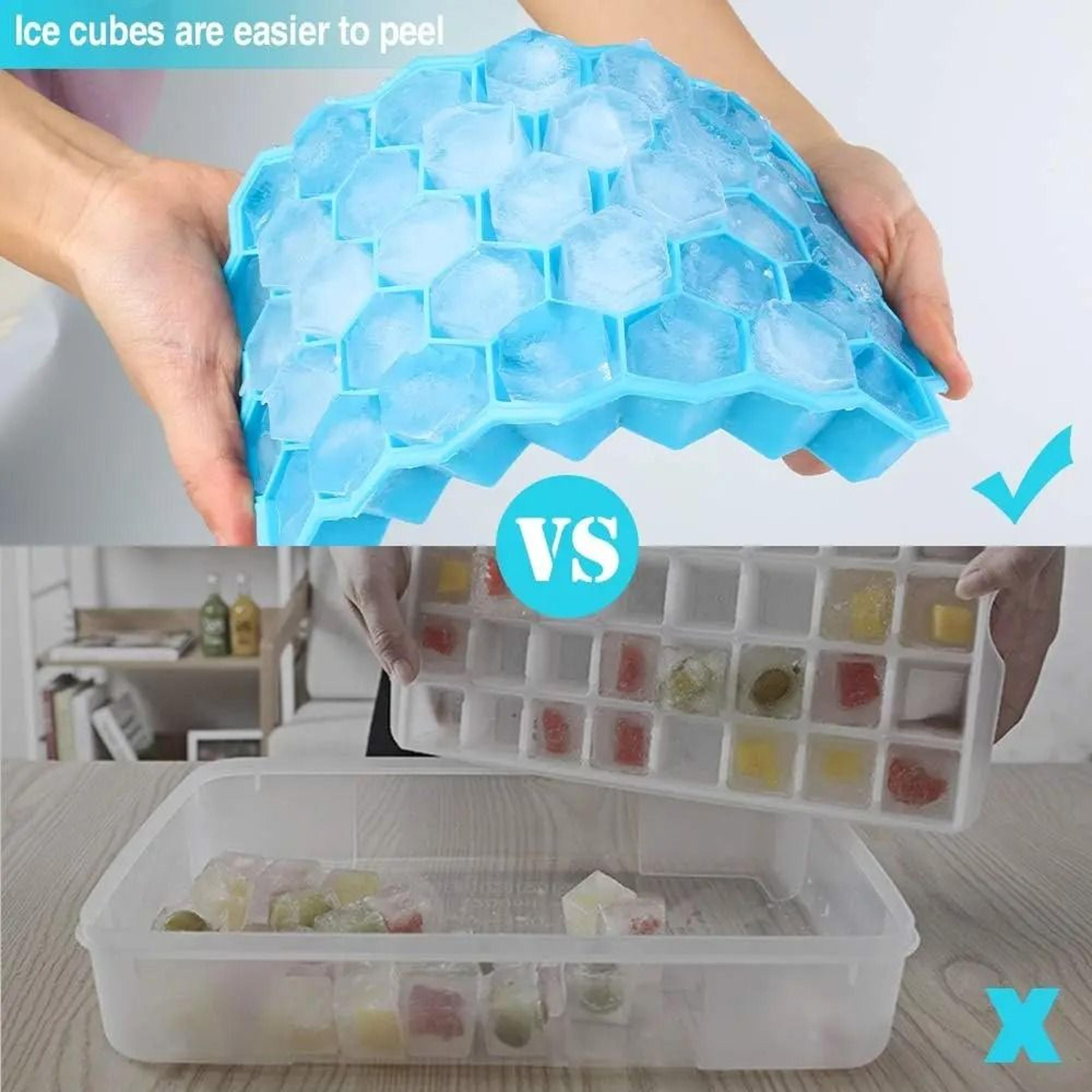 37 Grids Silicone Ice Cube Tray Reusable Mold With Lid Food Grade Freezer Ice Maker 3