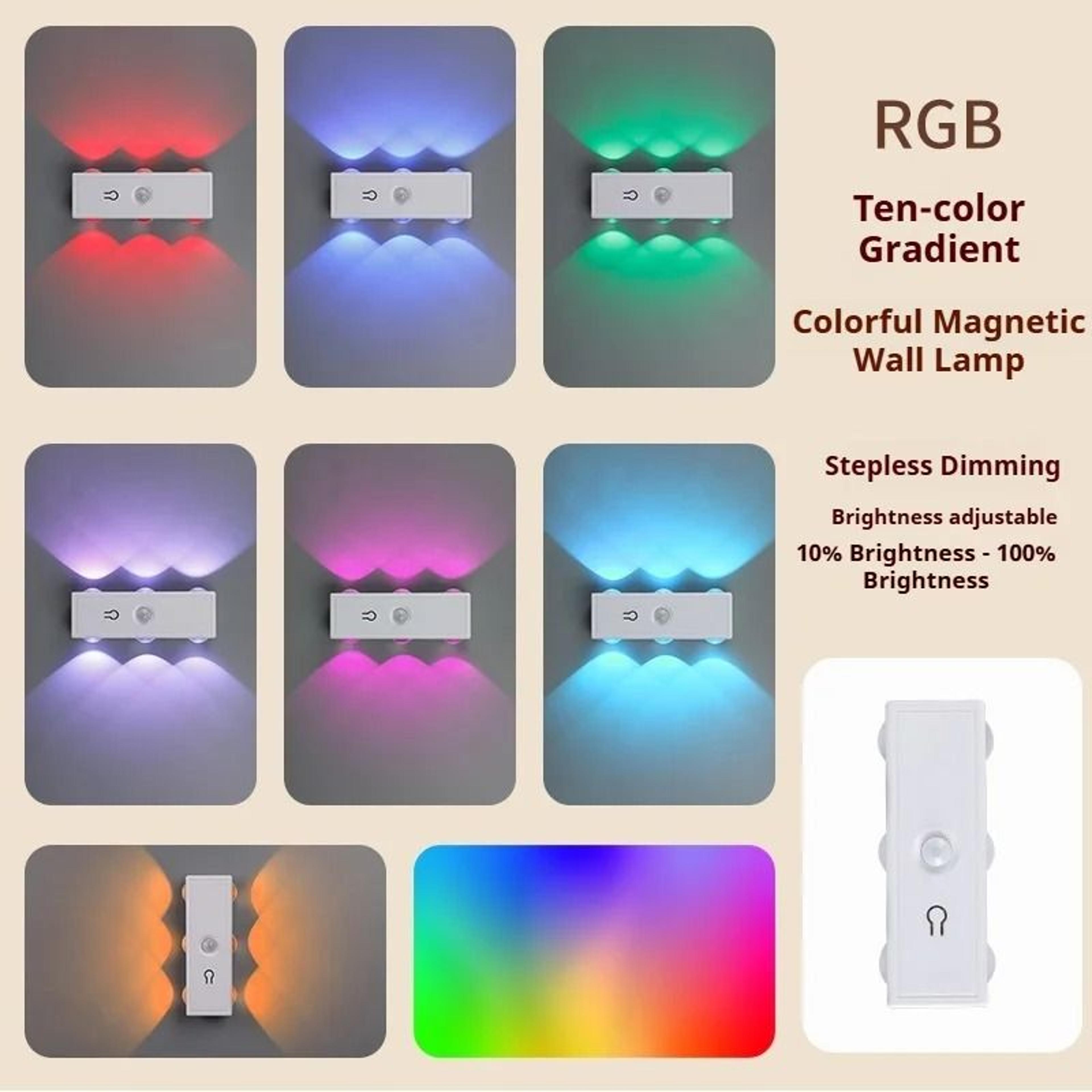 LED Colorful Wall Light Motion Sensor Body Induction Magnetic Night Light For Bedroom 6