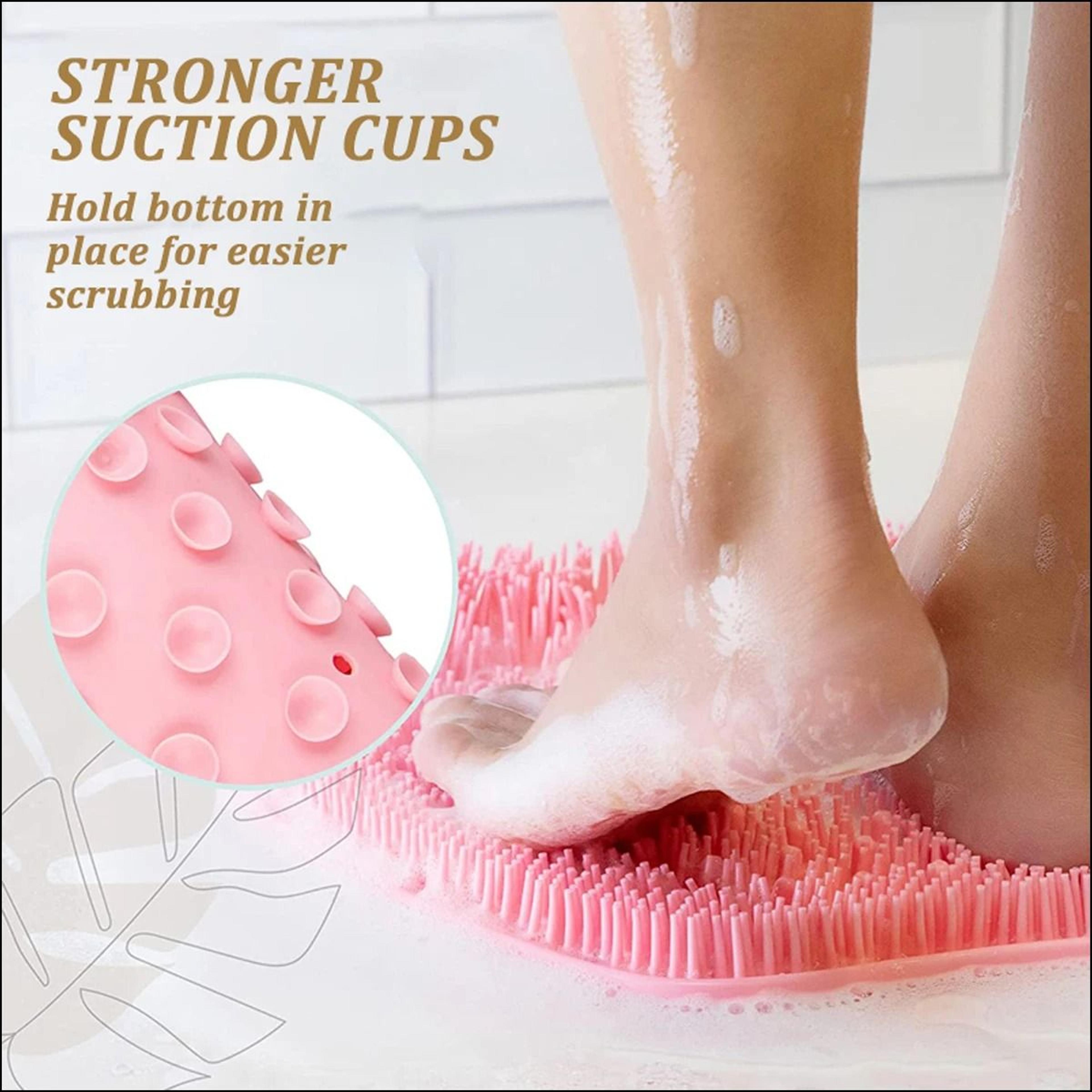 Silicone Shower Foot Scrubber And Wall Mounted Back Massager Mat With Suction Cups 4