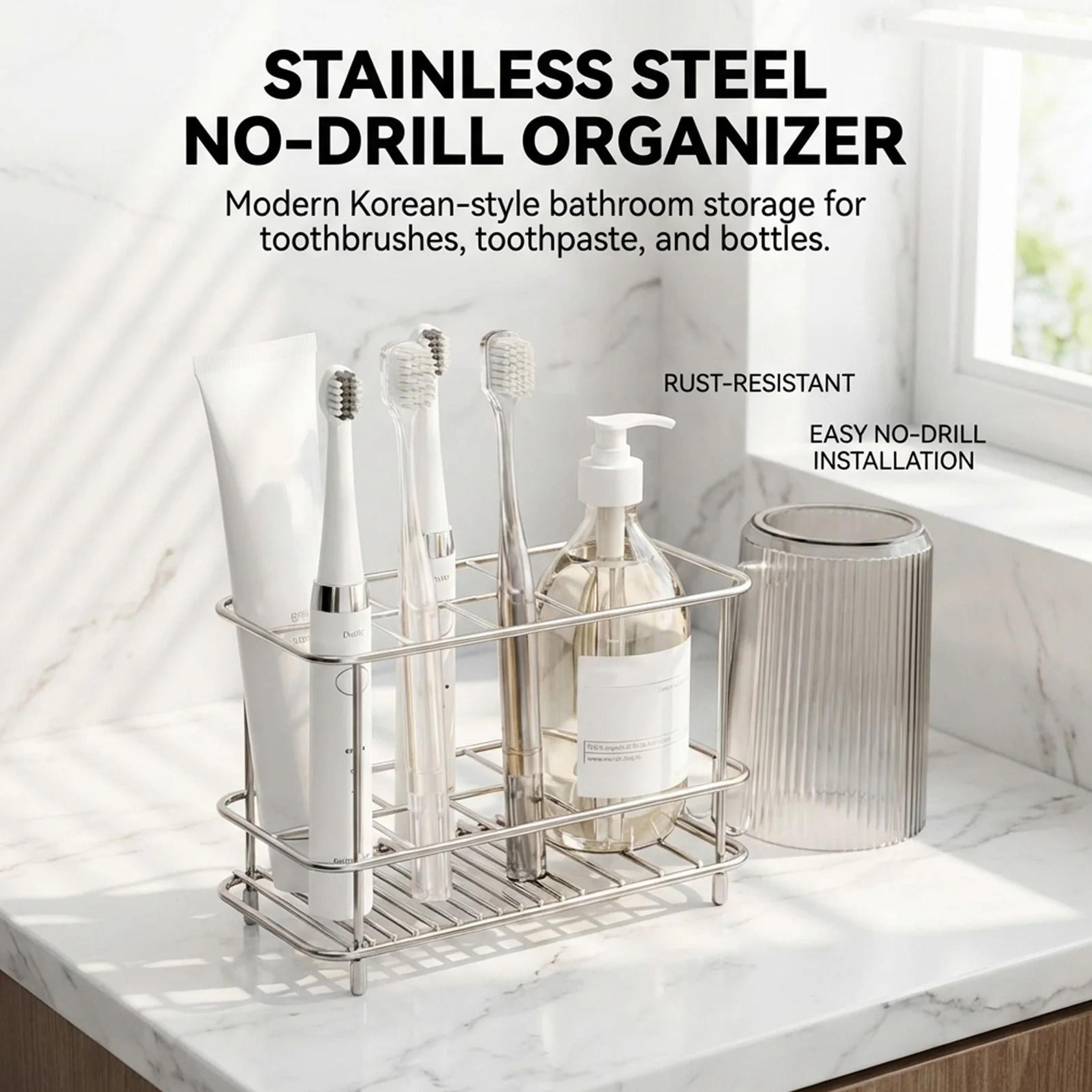 Stainless Steel Toothbrush Holder Rust Resistant Wall Mount Organizer 4