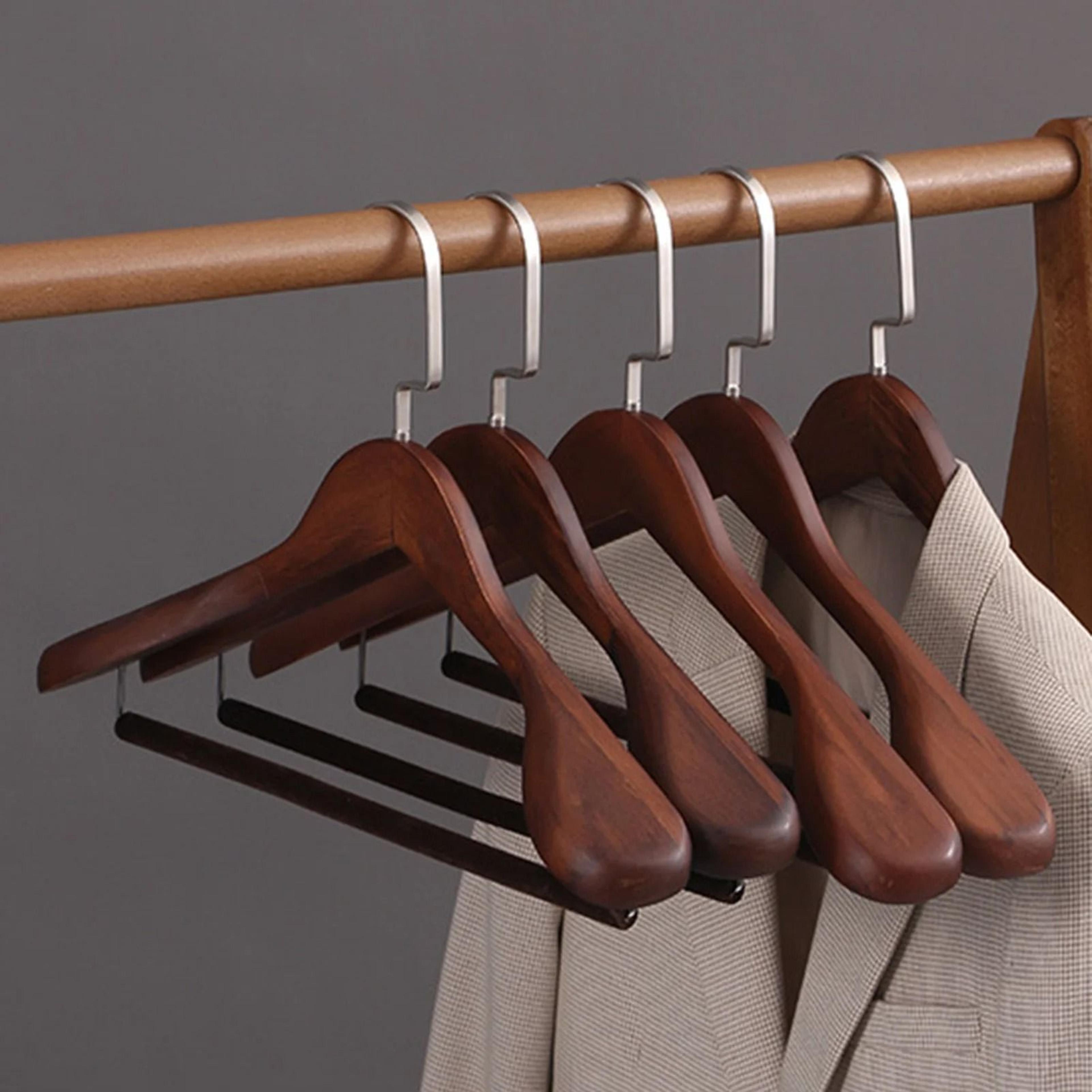 high quality wooden suit hanger flocking traceless closet coat hanger