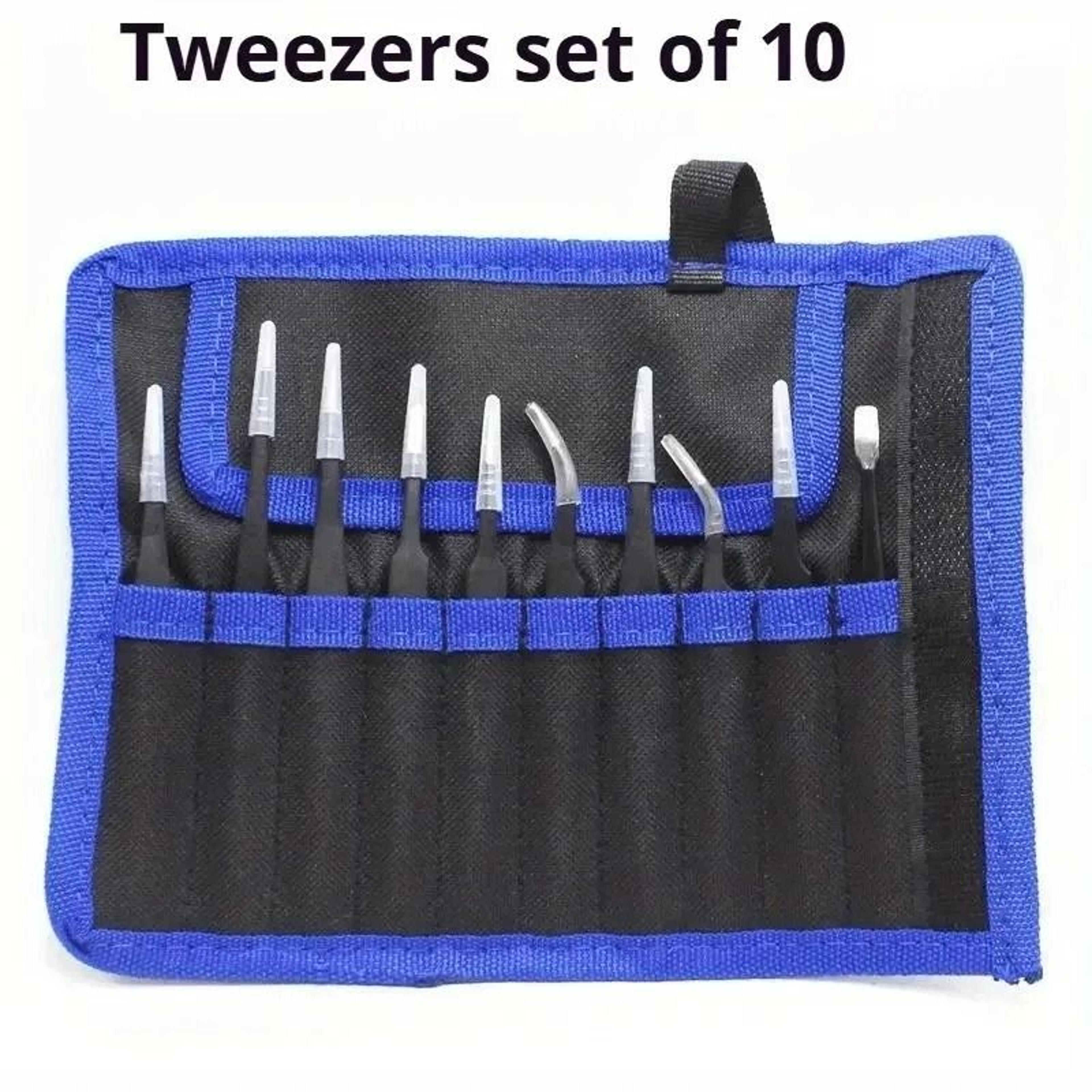 esd stainless steel precision anti static tweezers set for electronics repair