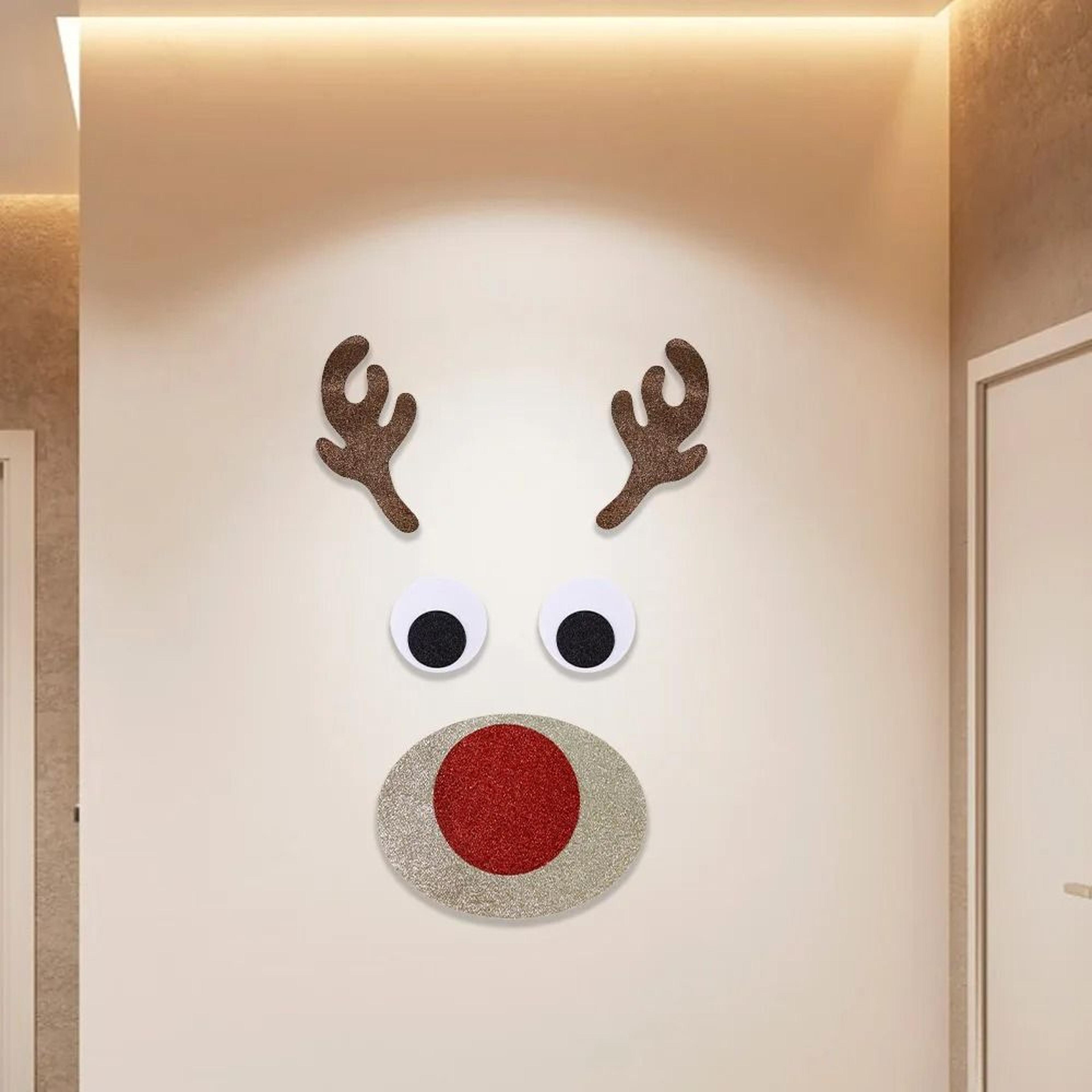 christmas front door window felt wall stickers snowman santa elk decoration