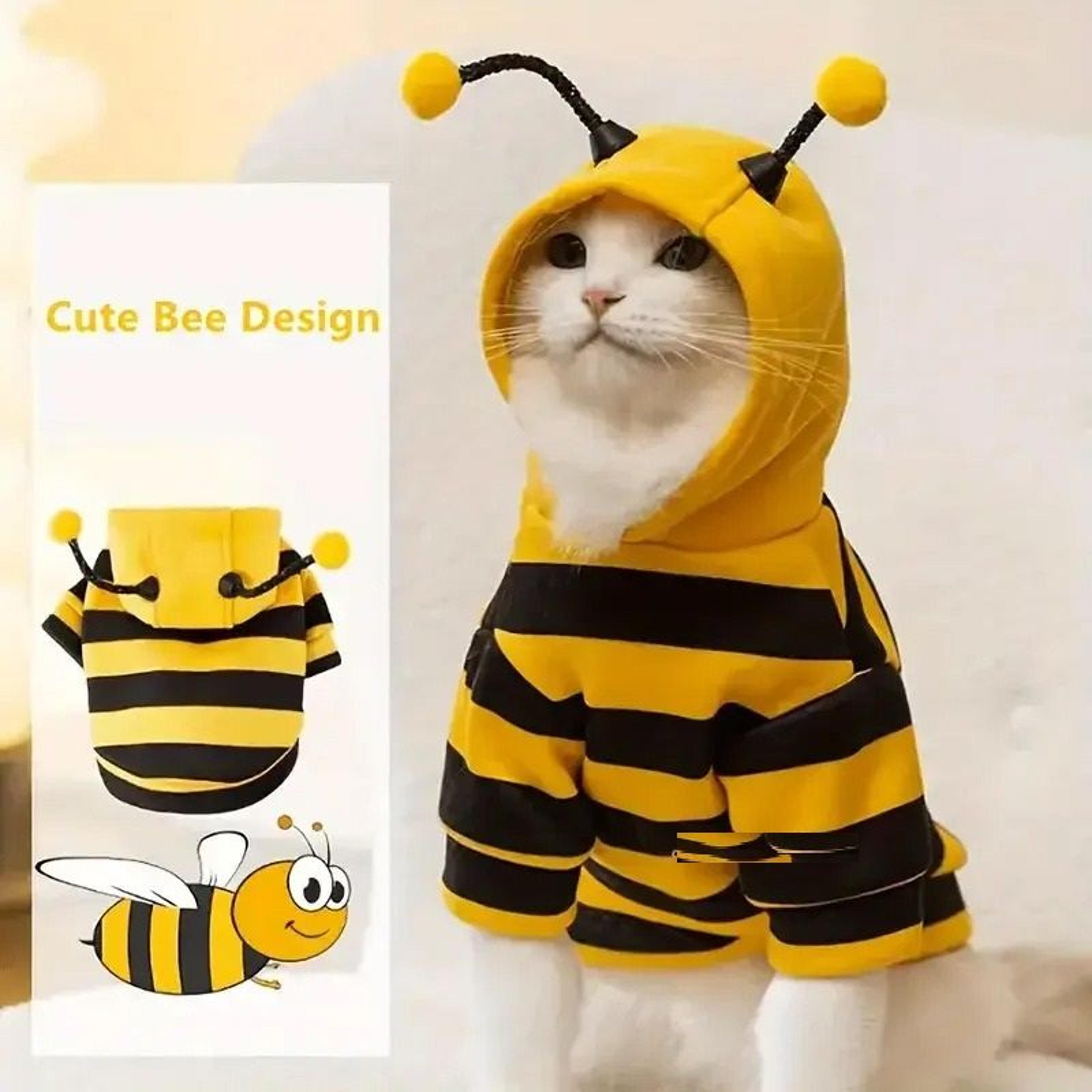 bumblebee dog hoodie winter warm cat cosplay costume cute pet fleece apparel