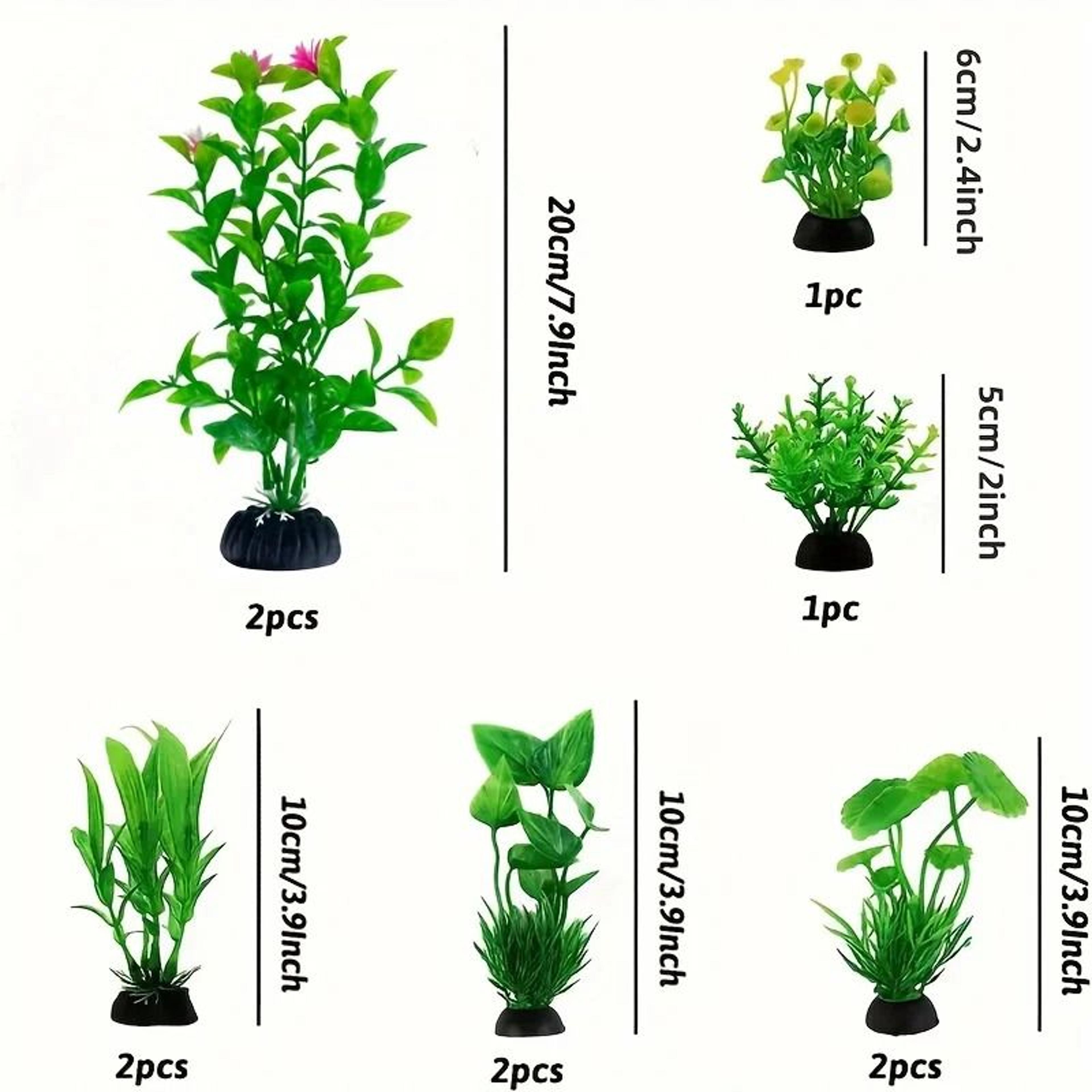 10 Piece Vibrant Green Artificial Water Grass Plastic Plant Set For Fish Tank Decor 6