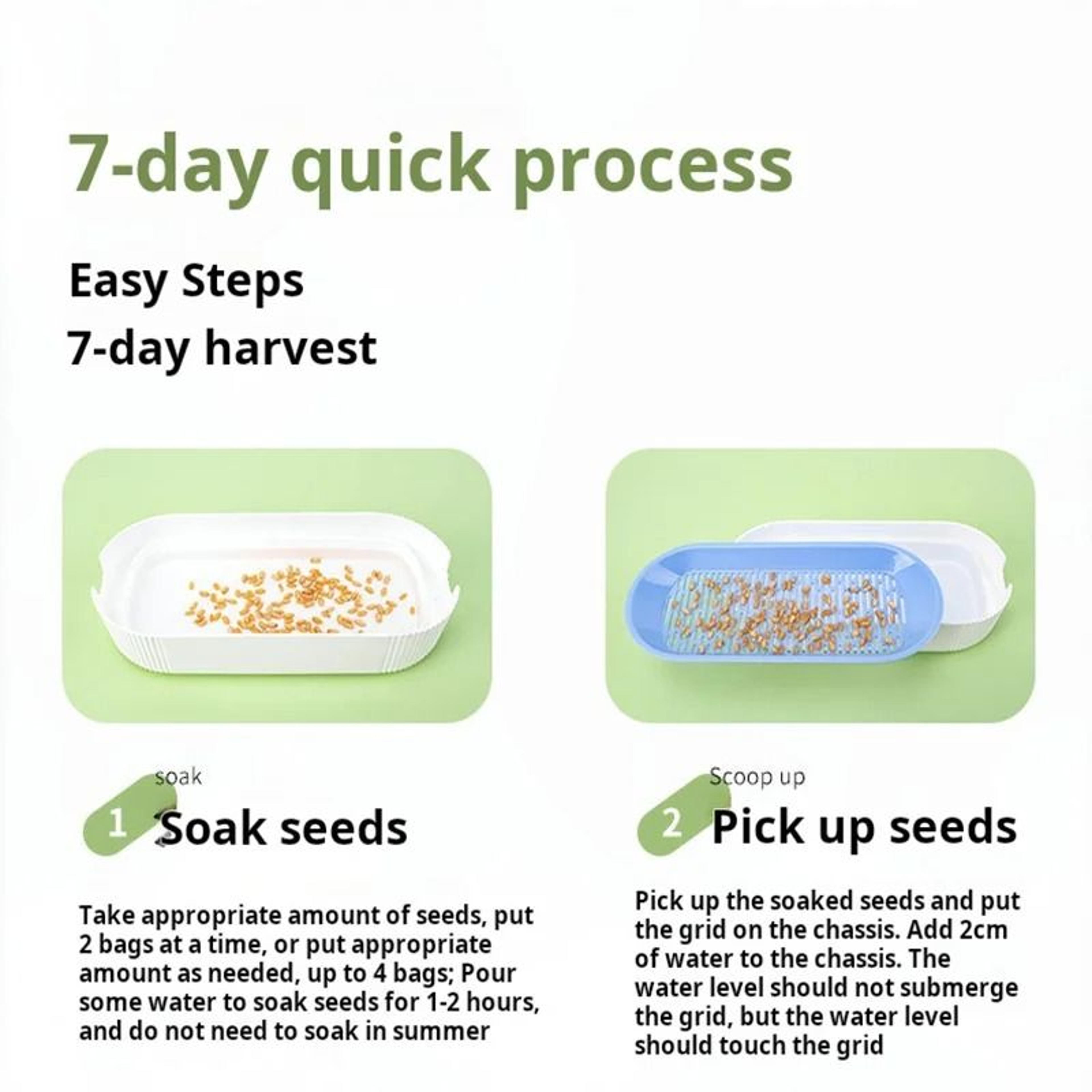 Hydroponic Cat Grass Growing Planter Box Soilless Sprouting Tray Dish Set 3