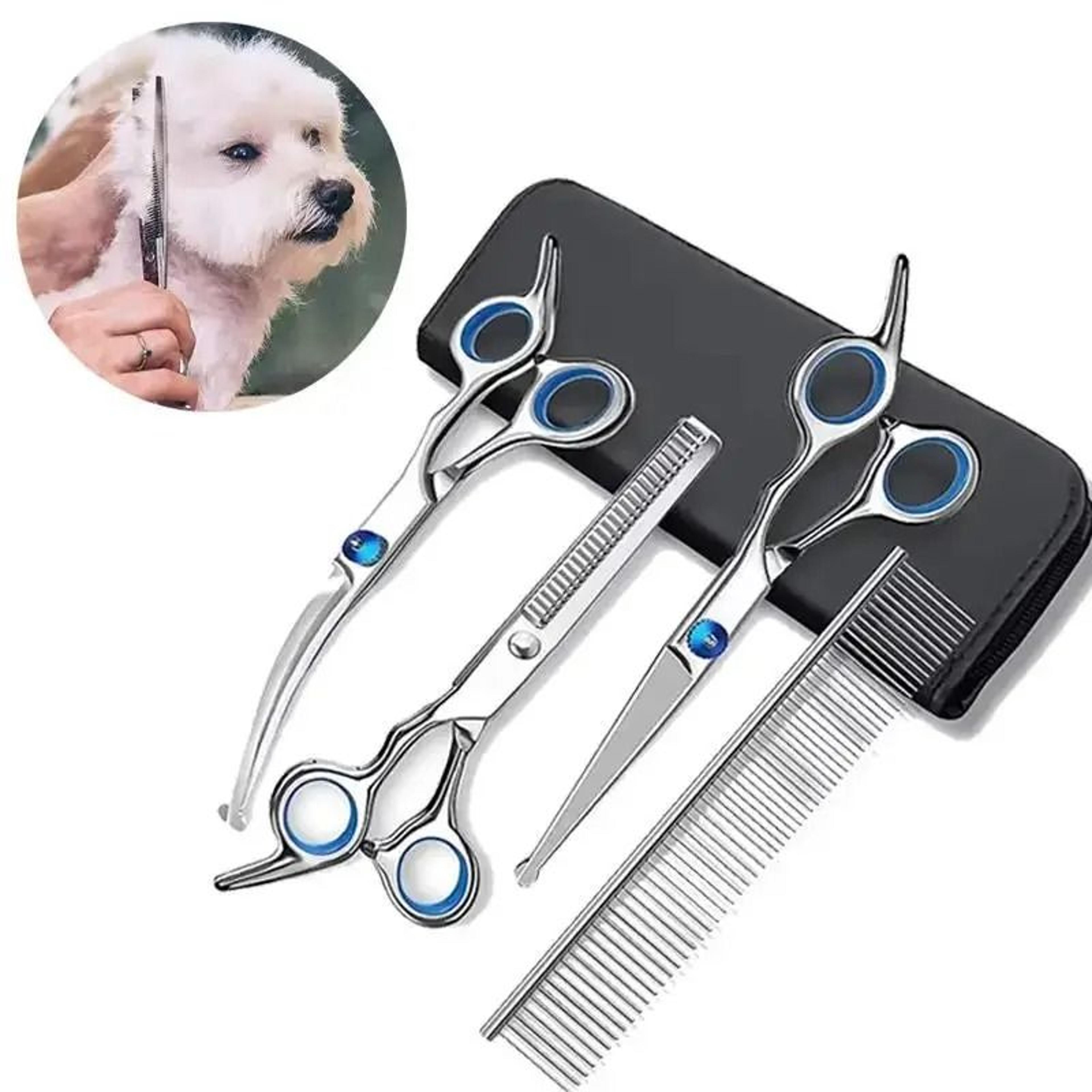 4Piece Stainless Steel Pet Safety Scissors Set Ambidextrous Round Tip Grooming Shears 6